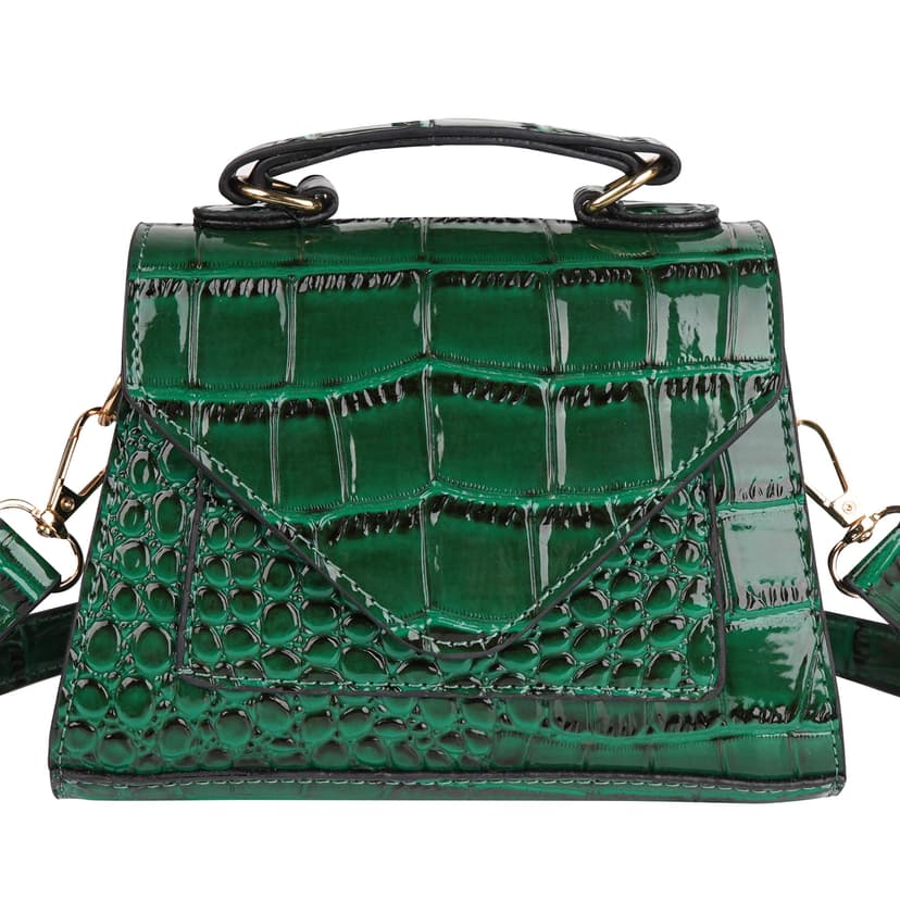 ReignSword Small Crossbody Bags for Women, Vegan Leather Crocodile Pattern Mini Purse, Trendy Clutch Top Handle Shoulder Handbag (Not Compatible with Phone) (Green)