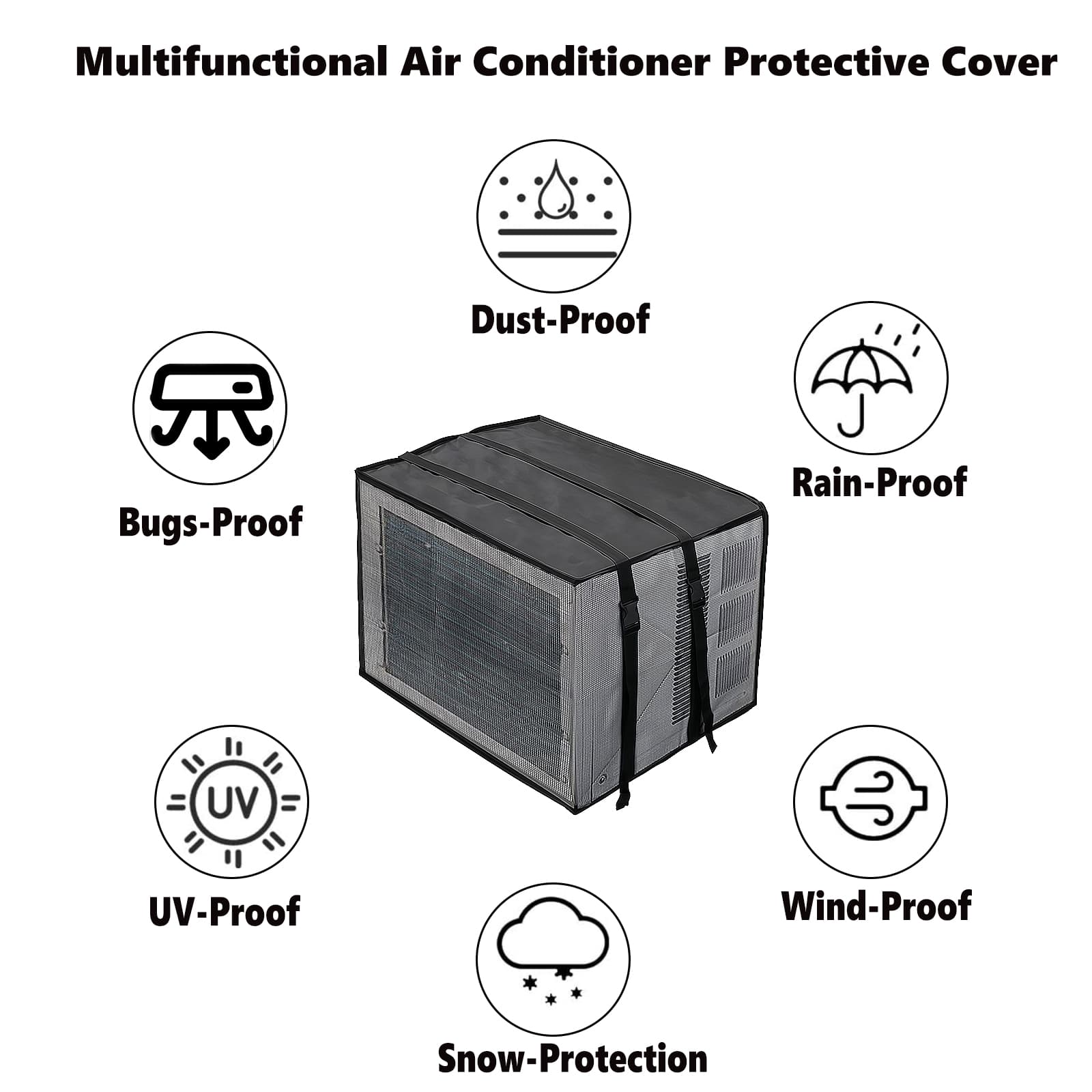 ReignSword Outside Mesh Window Air Conditioner Cover, Window Ac Unit Cover to Protect Against Leaves, Weeds and Debris (21.6''W x 14.9''D x 16.1''H) - 4