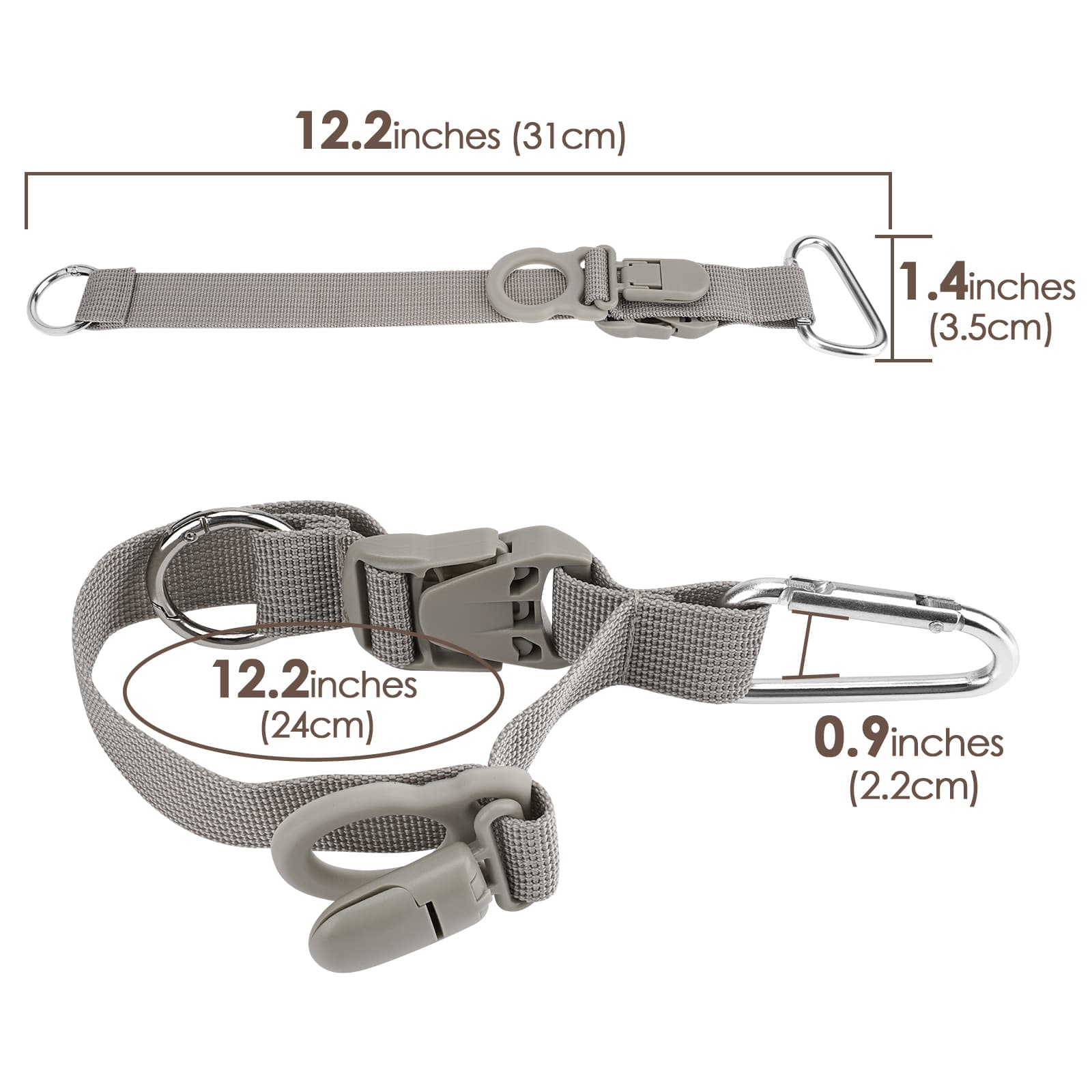 ReignSword 2 Pcs Add-A-Bag Luggage Straps, Heavy Duty Adjustable Suitcase Belts for Connecting Multiple Bags, Hands-Free Travel Accessories with Hat Clip and Drink Holder (Beige) - 1