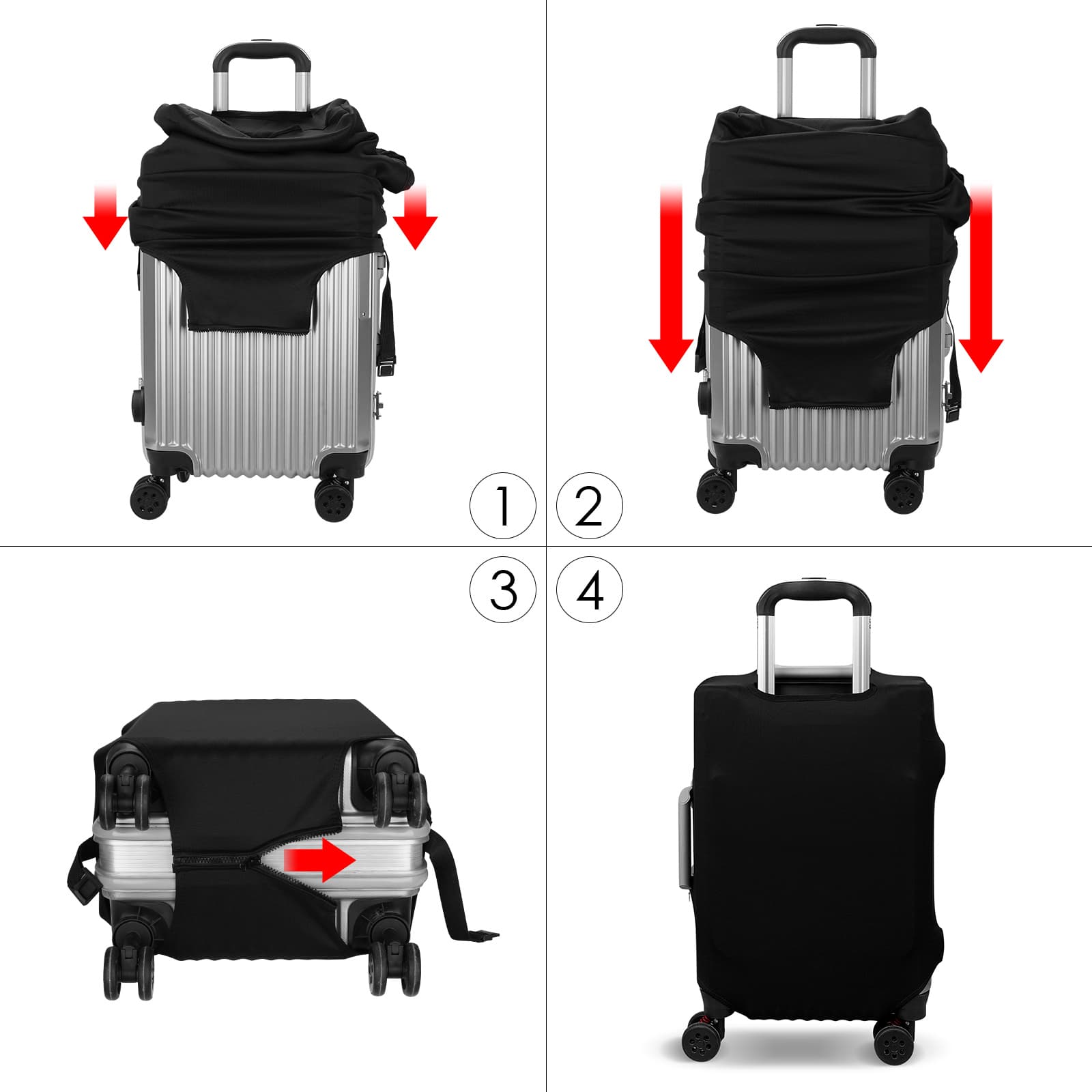 ReignSword Travel Luggage Cover Suitcase Protector Fit 26-28 Inch Luggage, Washable Luggage Covers with Side Pocket for Suitcase Tsa Approved (Black, L) - 4