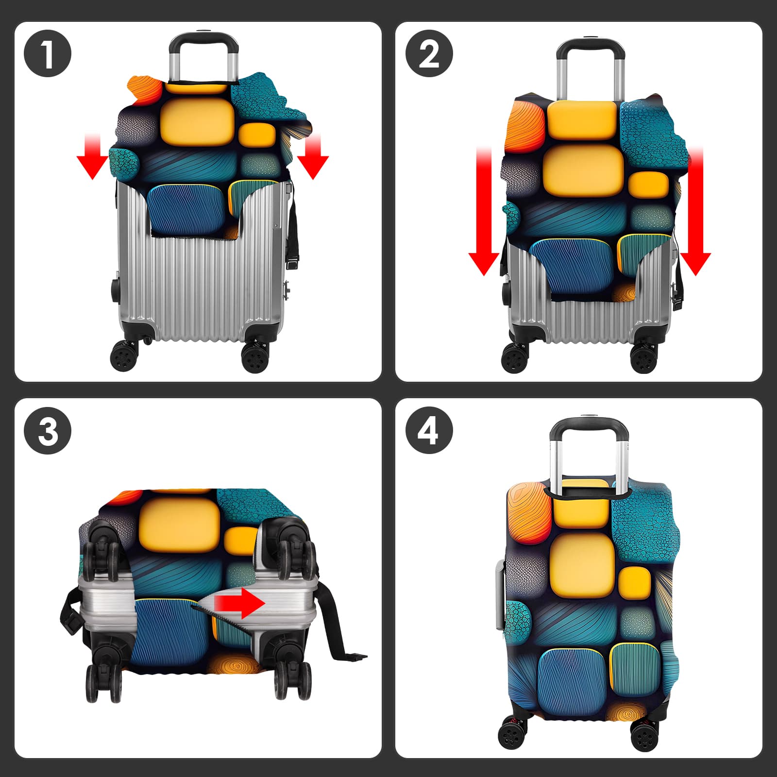 ReignSword Luggage Covers for Suitcase Tsa Approved, Travel Suitcase Cover Protector Fits 29-32 Inch Luggage, Washable Baggage Covers (XL, Personality Cyber ​​7) - 4