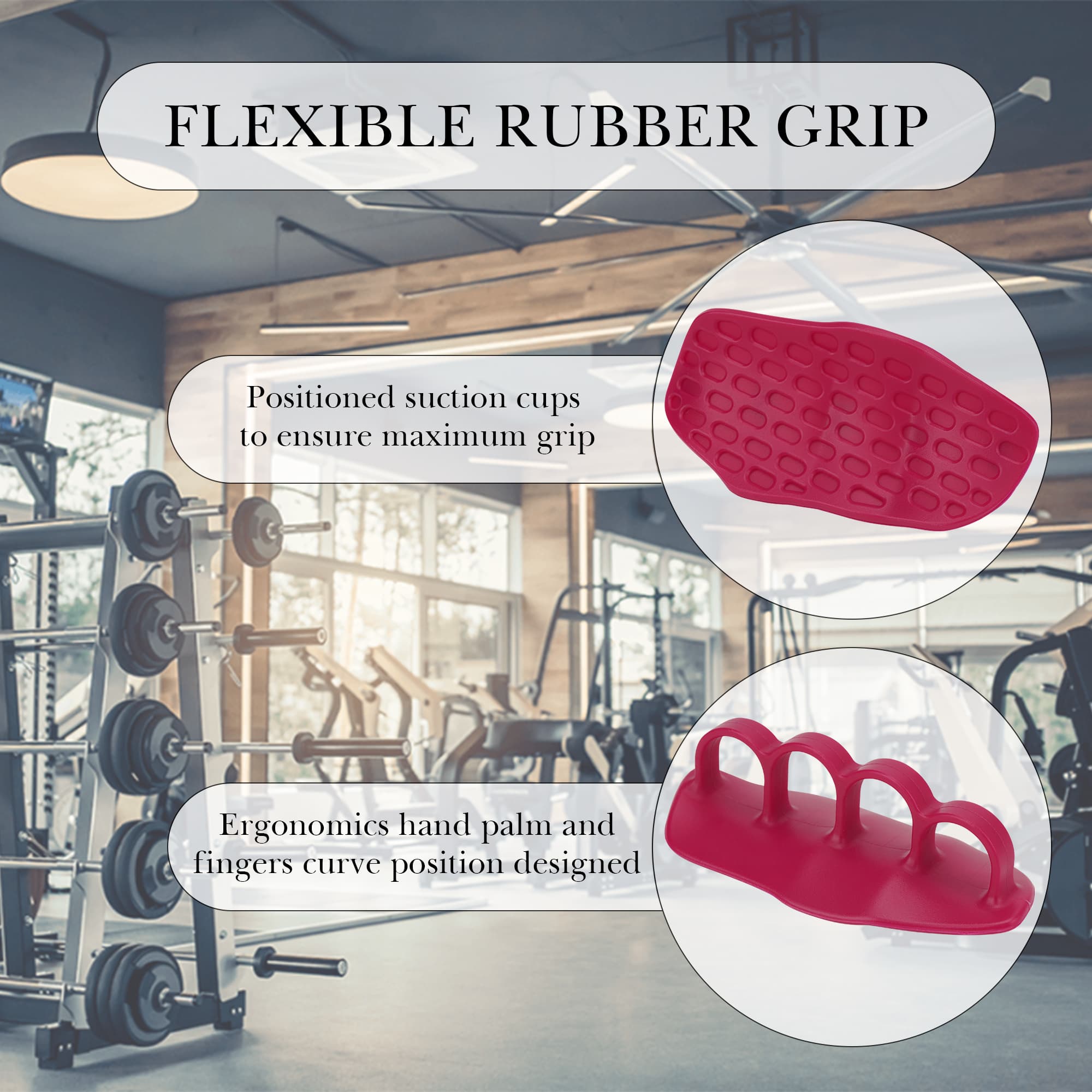 ReignSword Weight Lifting Grips for Men Women, Anti-Slip Gym Grips Protection Gloves for Weight Lifting, Dumbbell, Deadlift, Pull-Ups and Gym Training (Red) - 3