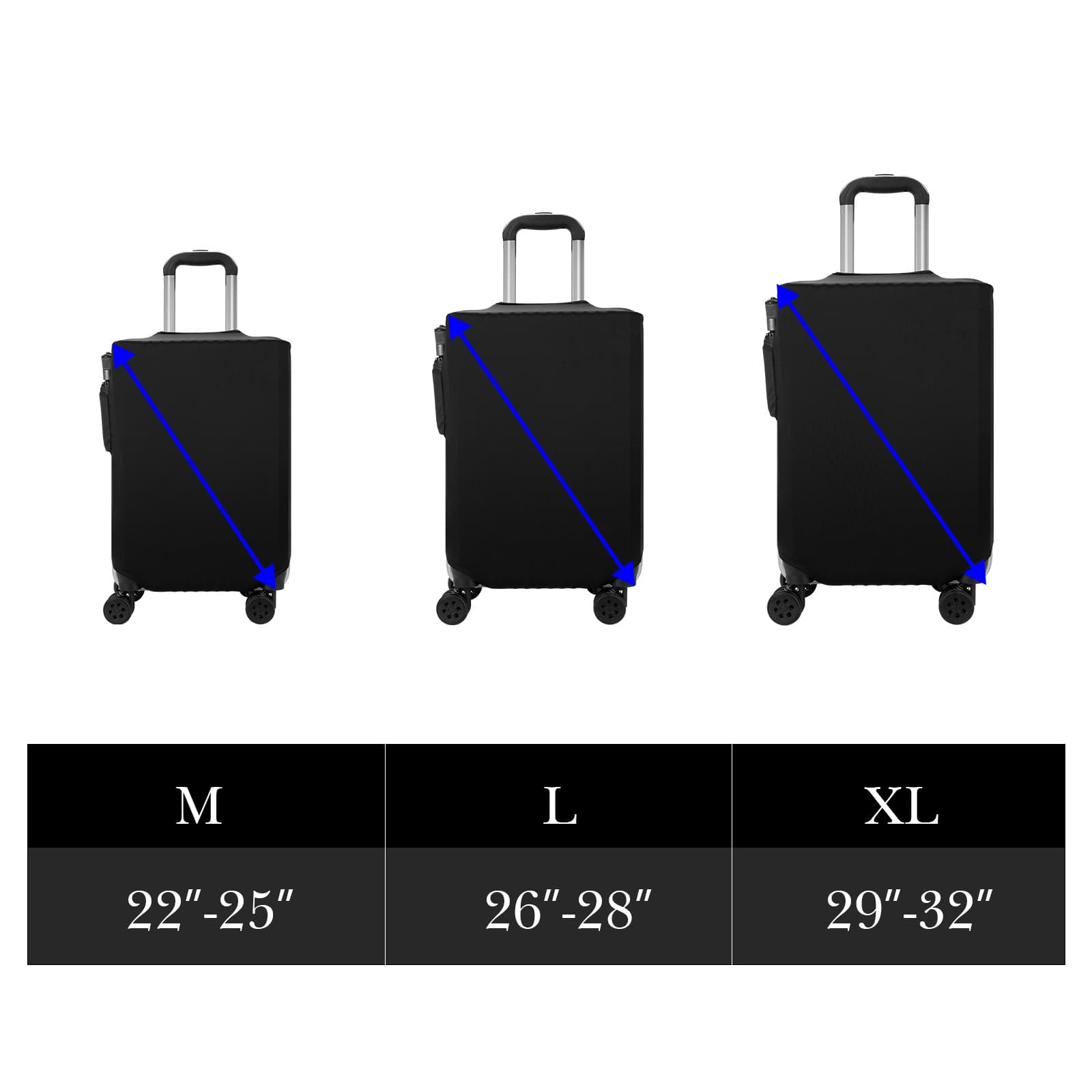 ReignSword Travel Luggage Cover Suitcase Protector Fit 22-25 Inch Luggage, Washable Luggage Covers with Side Pocket for Suitcase Tsa Approved (Black, M) - 1