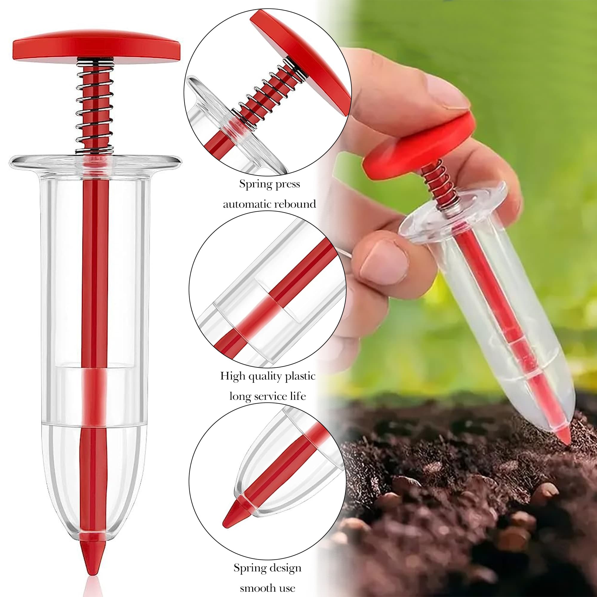 ReignSword 12 Pcs Handhold Seed Spreader Set, Mini Sowing Seeds Dispenser Fits Lawn & Garden Use, Multifunction Small Garden Tools Contains Digging, Weeding, Loosening Soil, Transplanting - 2