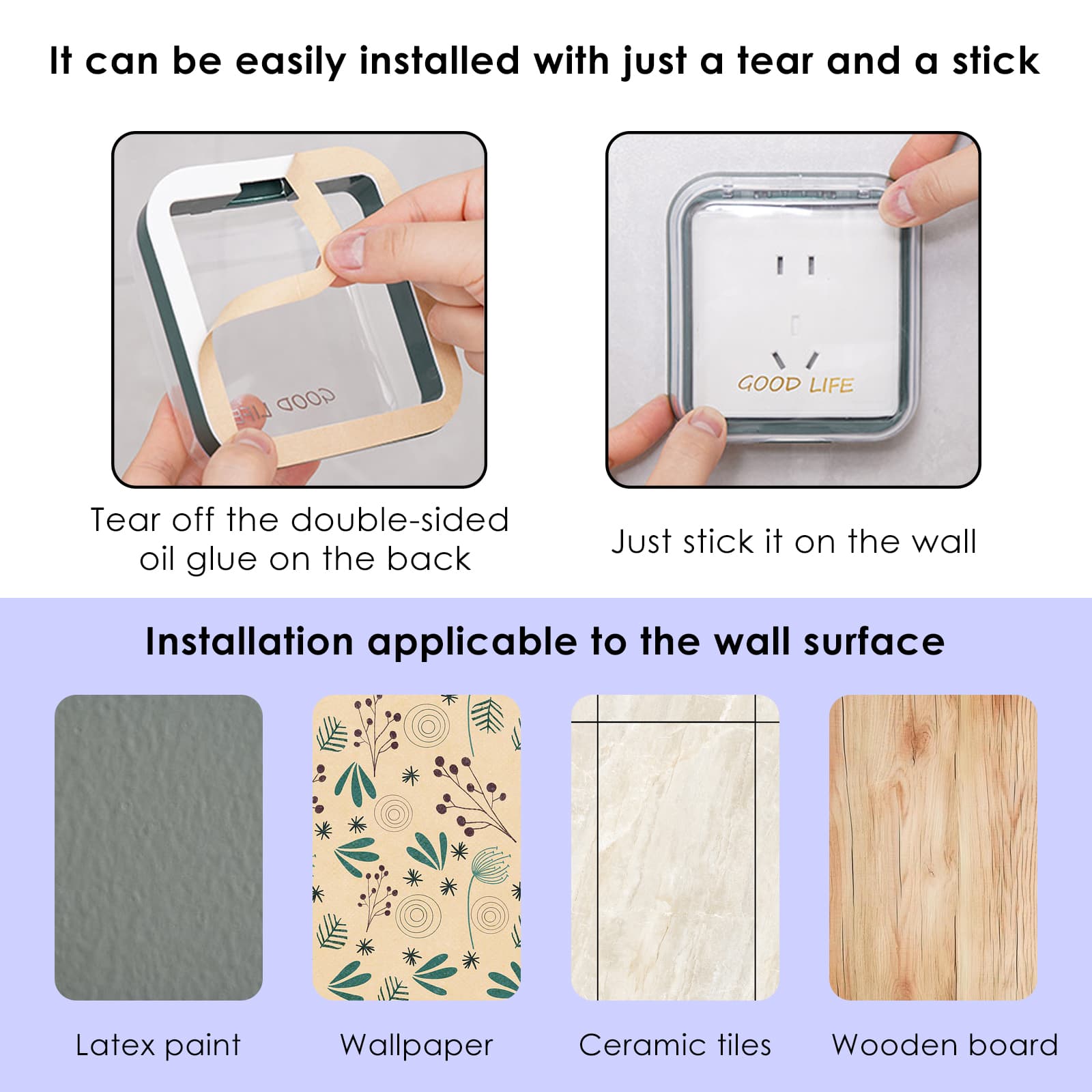 ReignSword Weatherproof Electrical Outlet Cover, Adhesive Outdoor Receptacle Cover, Dust-Proof Plug Cover, Receptacle Protector for Bathroom, Kitchen and Balcony (White) - 3