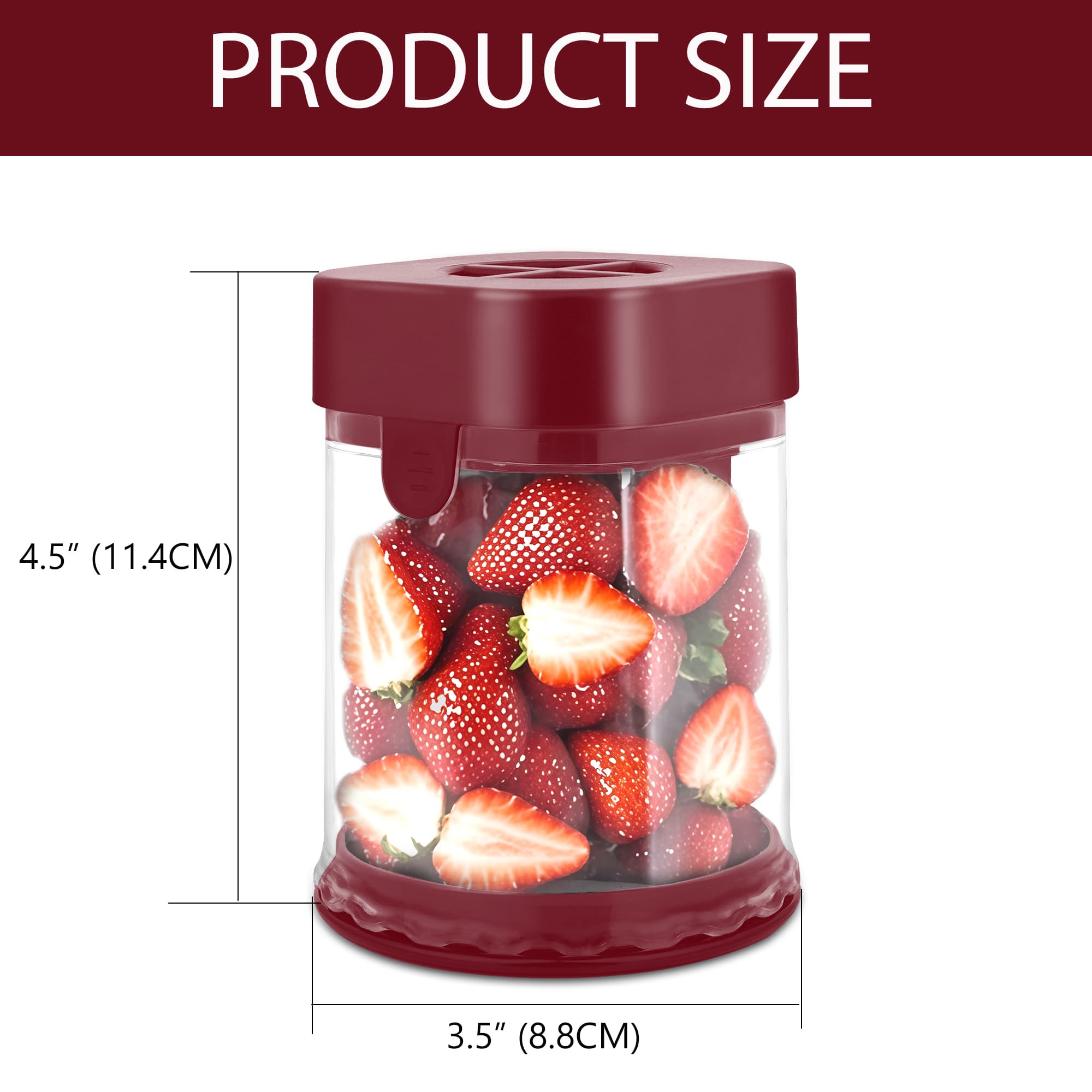 ReignSword Fruit Slicer Cup, Multi-Function Strawberry Slicer, Grape Cutter & Detachable Egg Dicer, Stainless Steel Speed Chopper for Cherry Tomatoes, Kitchen Gadget for Fruits & Vegetables (Red) - 1