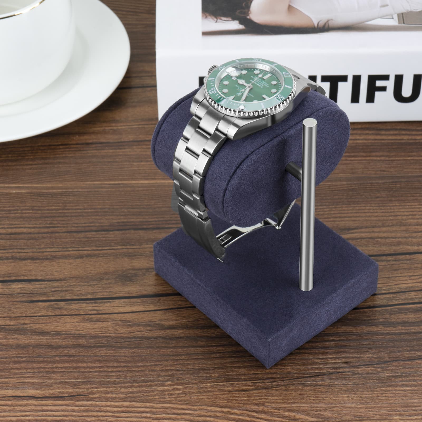 ReignSword Adjustable Watch Display Stand Holder, Wrist Watch Display Organizer Holder for Men and Women (Blue) - 5