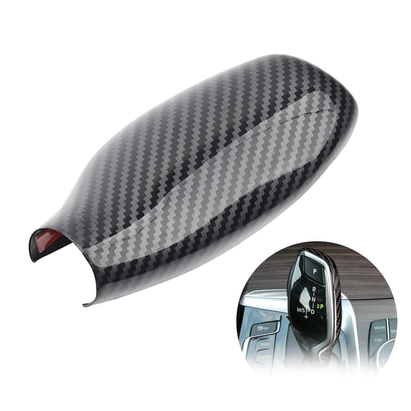 ReignSword Car Gear Shift Knob Cover, Carbon Fiber Pattern Gear Shift Knob Cover, Car Shift Protector Cover Compatible with BMW 5 Series X3 X4 IX3
