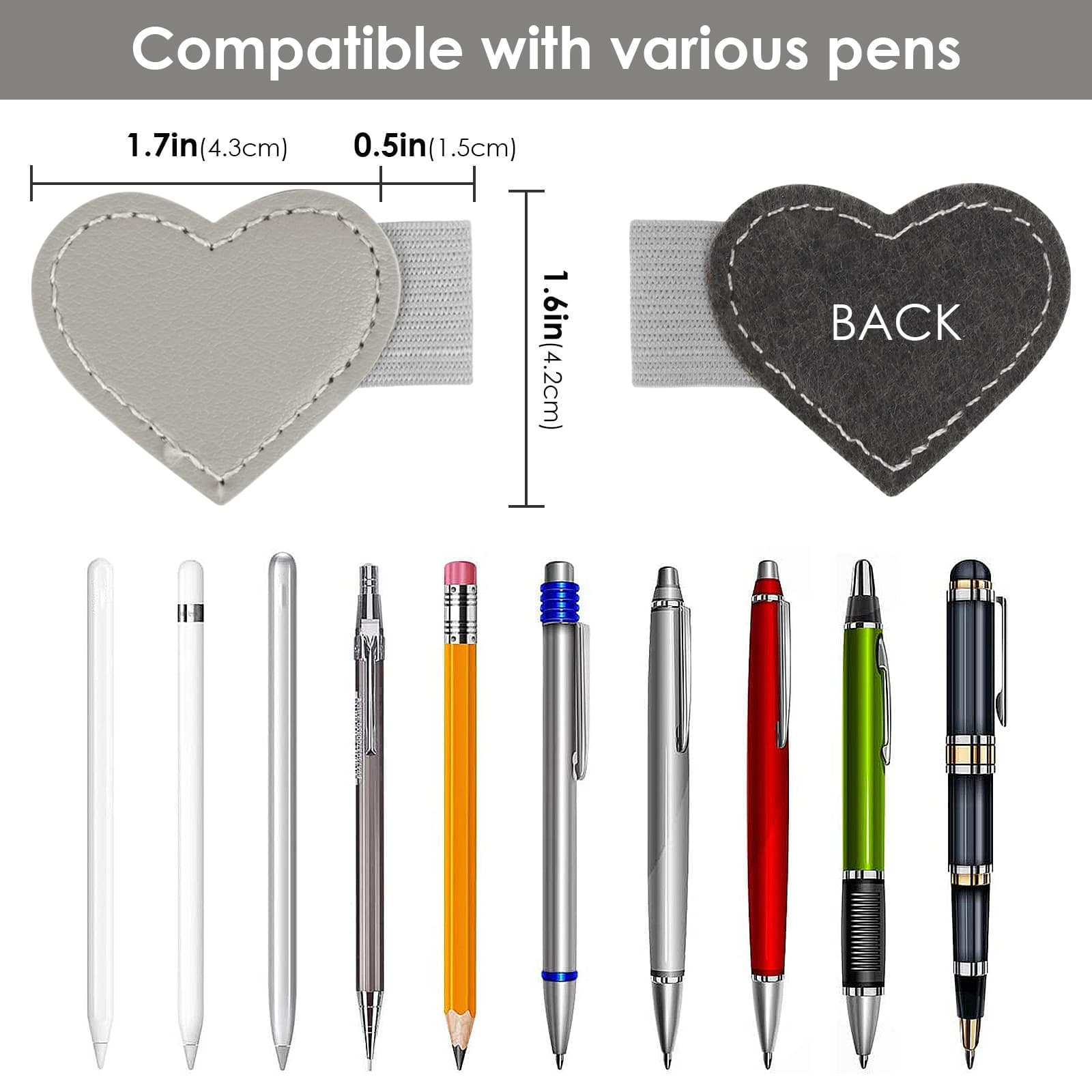 ReignSword 8 Pack Self-Adhesive Notebook Pen Loop Holder, Vegan Leather Elastic Loop Pencil Holder, Elastic Loop Designed for Notebooks Journals Calendars - 1