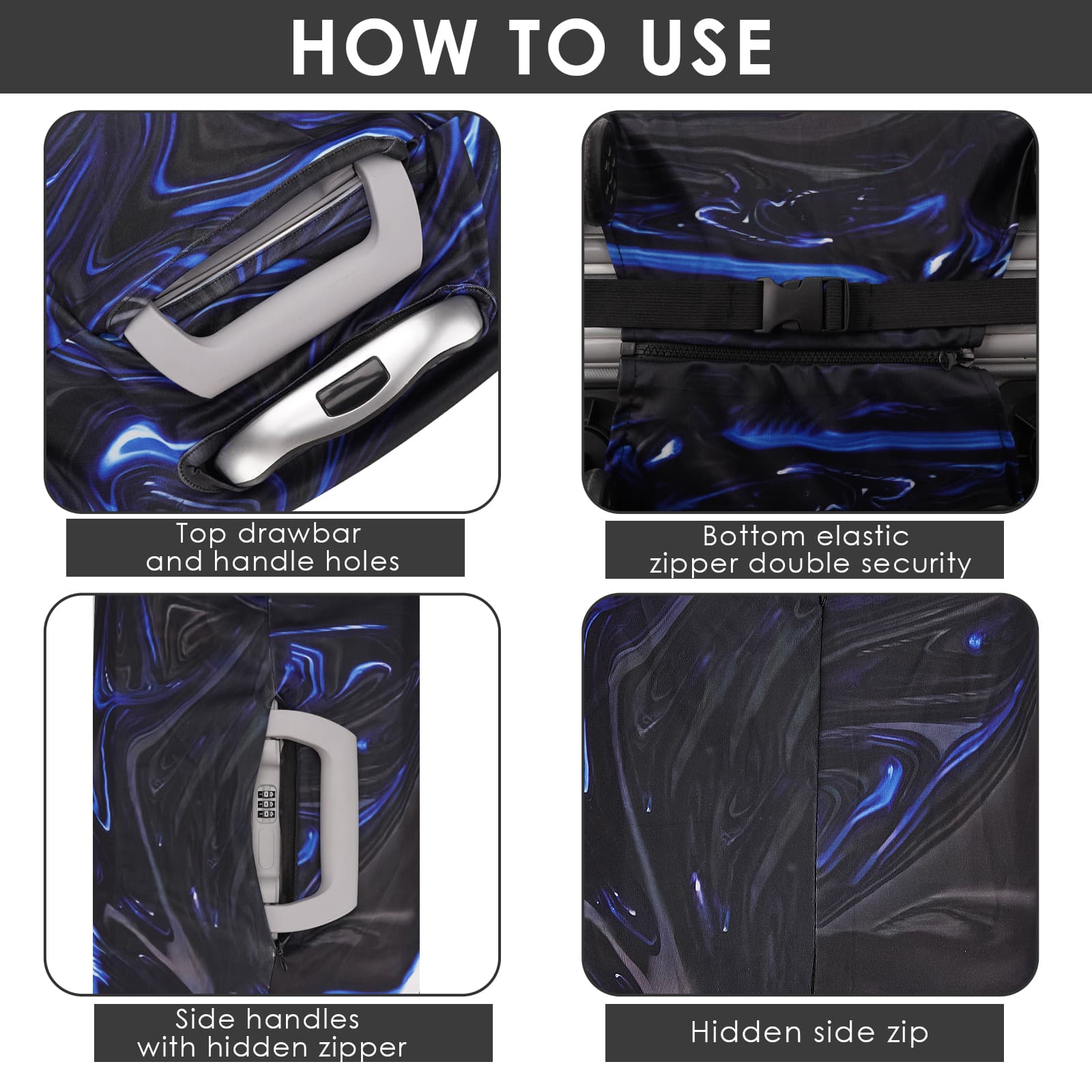 ReignSword Luggage Covers for Suitcase Tsa Approved, Travel Suitcase Cover Protector Fits 22-24 Inch Luggage, Washable Baggage Covers (M, Personality Cyber ​​9) - 2