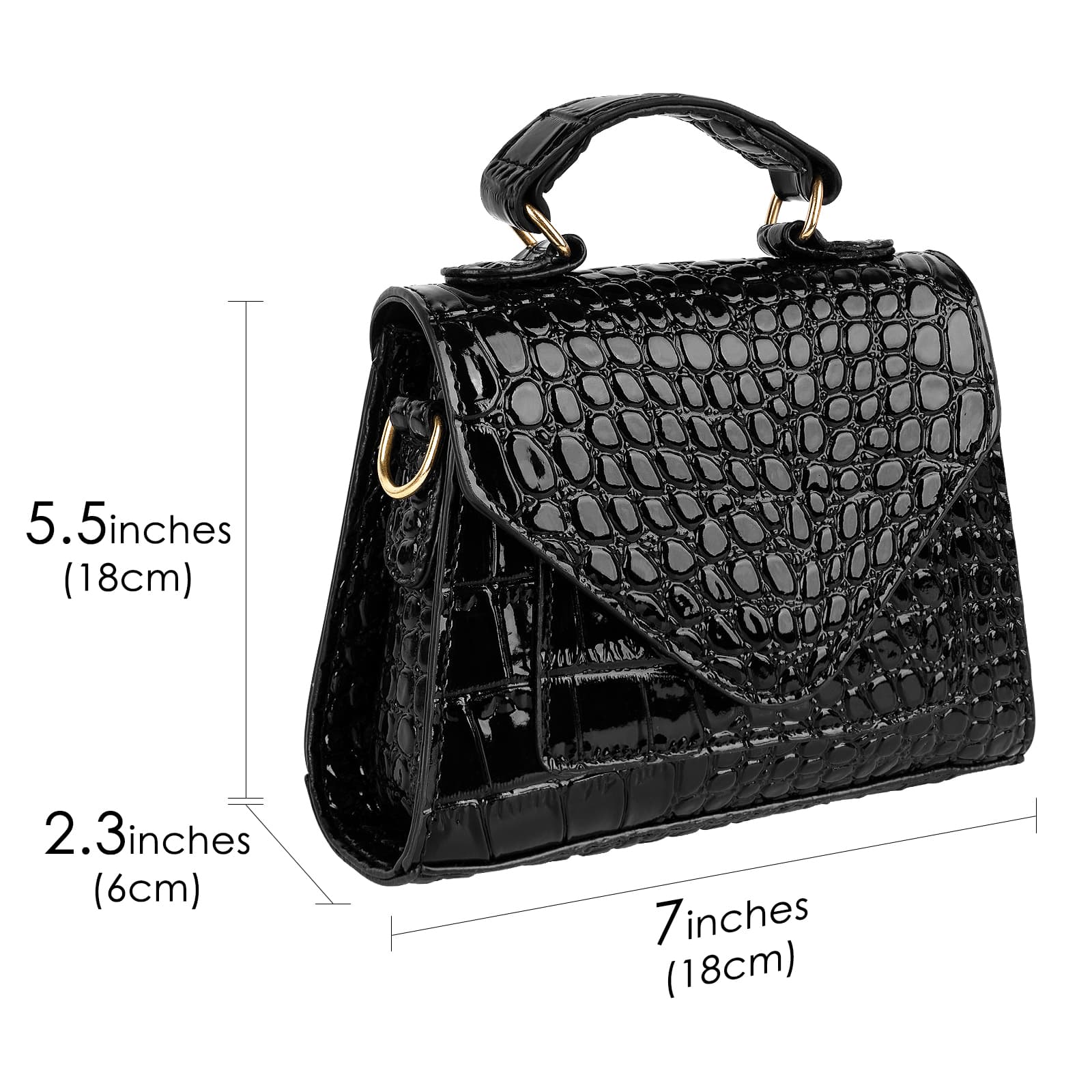 ReignSword Small Crossbody Bags for Women, Vegan Leather Crocodile Pattern Mini Purse, Trendy Clutch Top Handle Shoulder Handbag (Not Compatible with Phone) (Black) - 4
