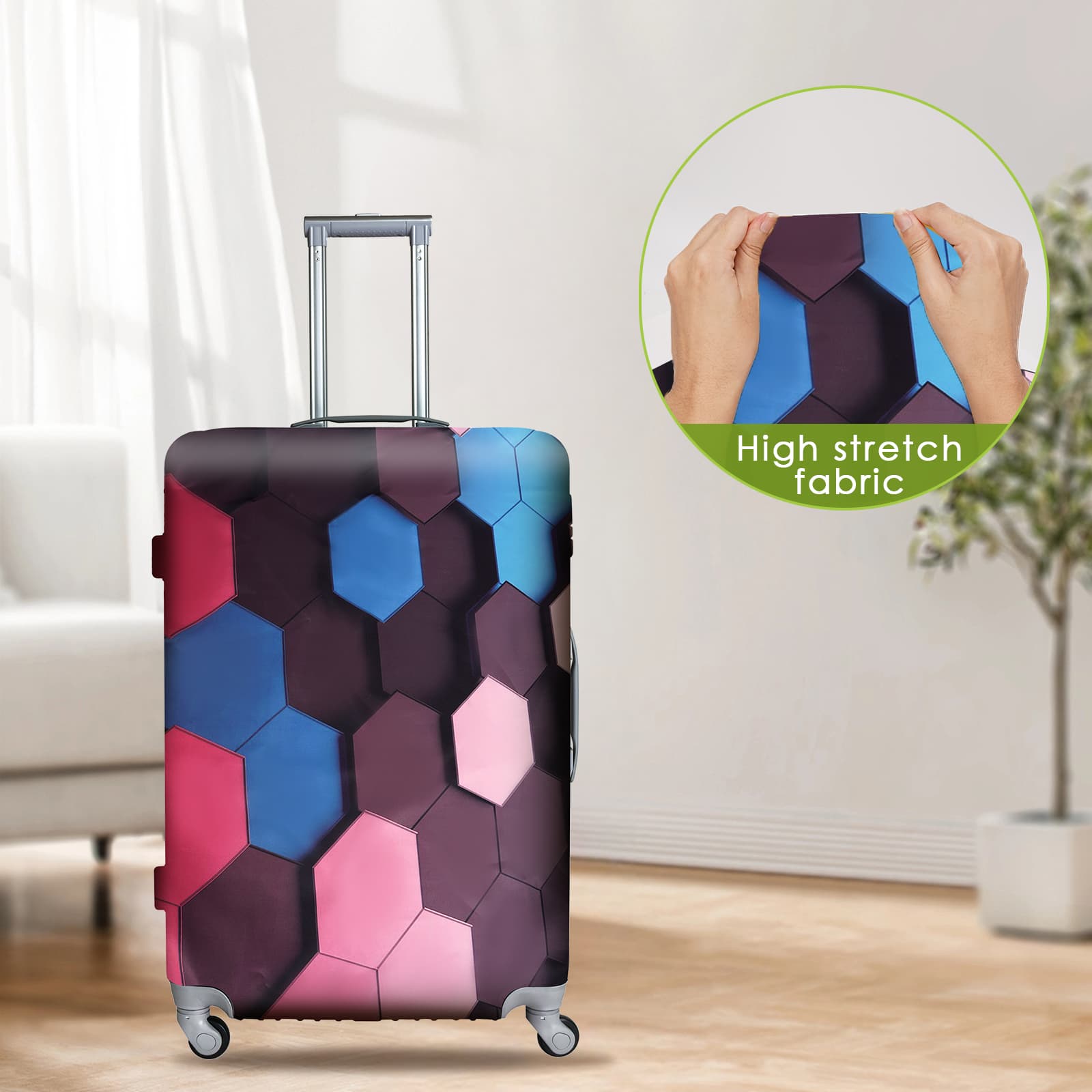 ReignSword Travel Luggage Cover Suitcase Protector Fit 22-24 Inch Luggage, Washable Luggage Covers for Suitcase Tsa Approved (H941, M) - 3