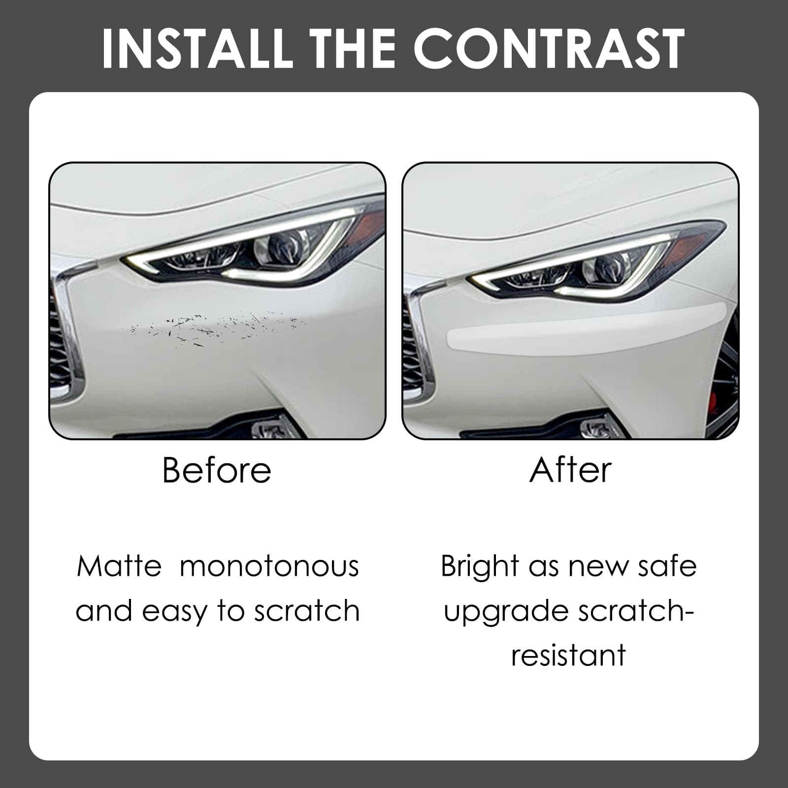 ReignSword 4 Pcs Car Corner Bumper Guard Strip, Anti-Scratch Protector Trim Strips, Universal for Cars SUV Pickup Truck (White) - 3