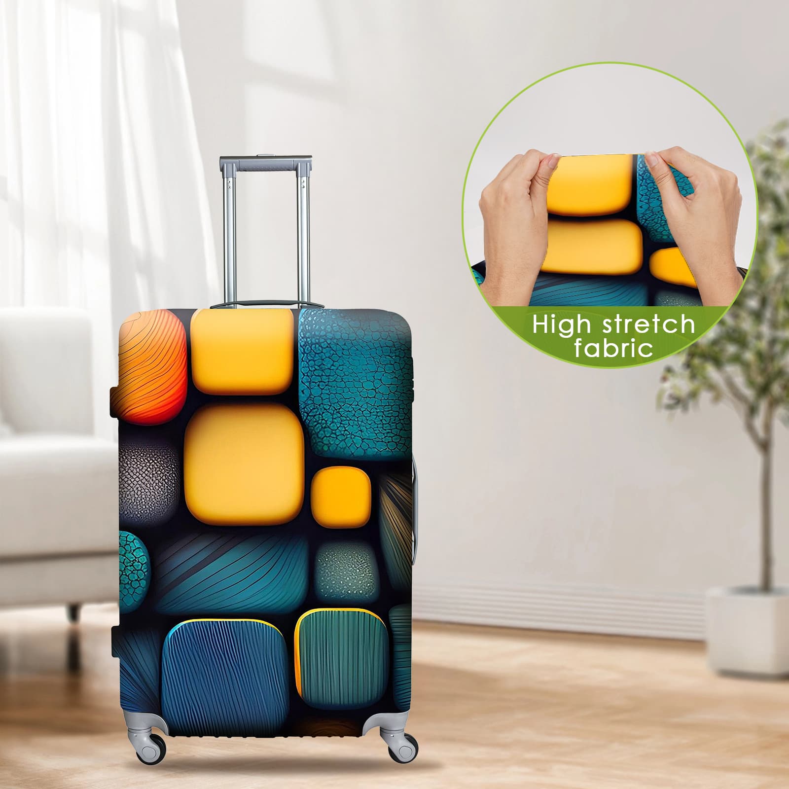 ReignSword  Luggage Covers for Suitcase Tsa Approved, Travel Suitcase Cover Protector Fits 26-28 Inch Luggage, Washable Baggage Covers (L, Personality Cyber ​​7) - 3