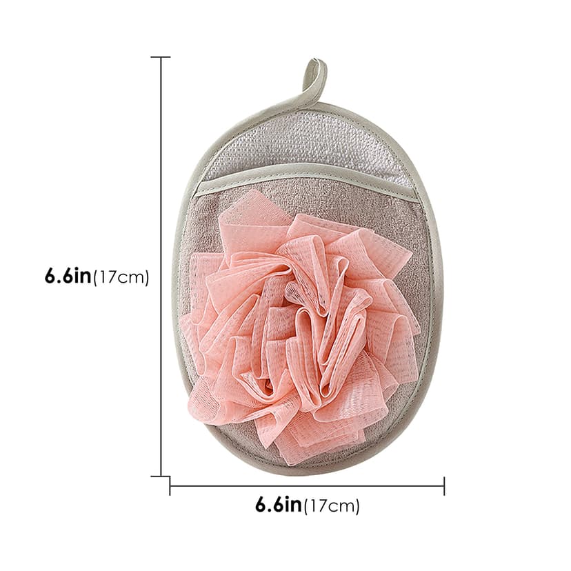 ReignSword 3 Pack Bath Shower Pouf Sponge, Mesh Brush Bath Shower Glove with Flower Bath Ball, Exfoliating Body Sponge Pad for Women