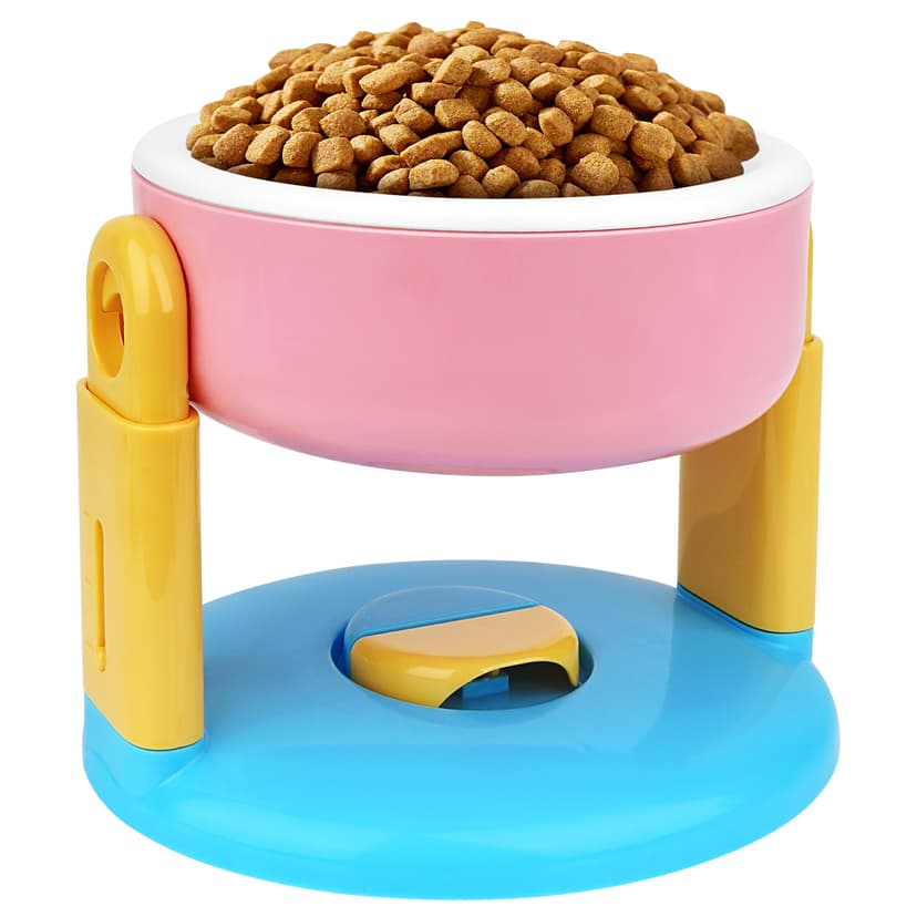 ReignSword Elevated Raised Pet Bowl, 3 Heights Adjustable Raised Dog Cat Bowl With Stand, Large caliber bowl mouth, Pet Bowl no Black Chin (Pink)