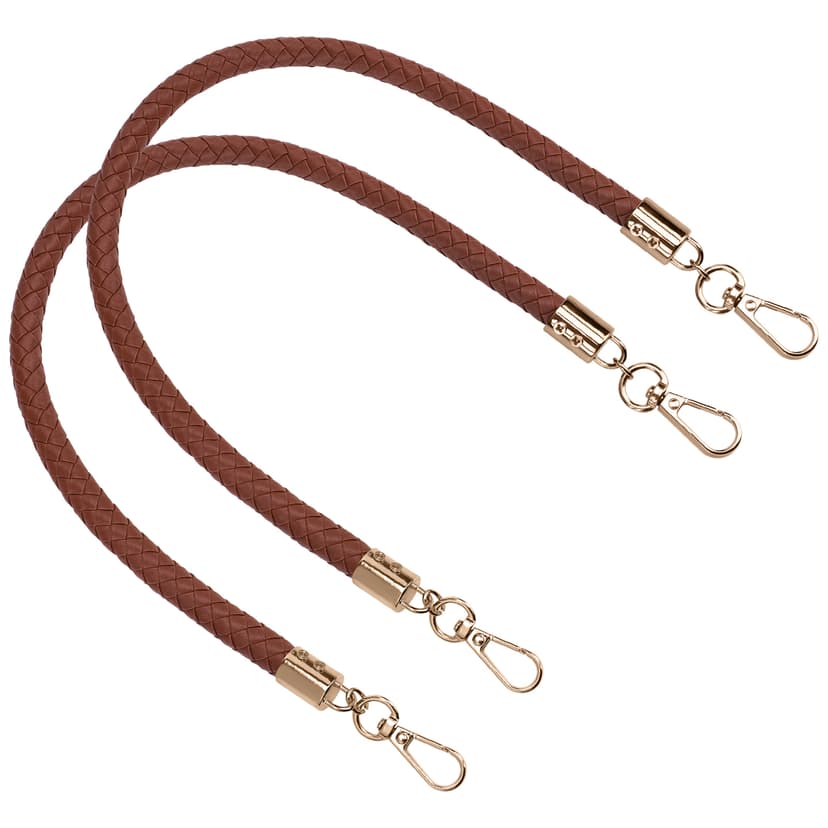 ReignSword Vegan Leather Purse Strap, 2 Pcs Vegan Leather Braided Purse Replacement Handle for Women's Shoulder Bag, Handbag Handles (Dark brown, Gold Hook)
