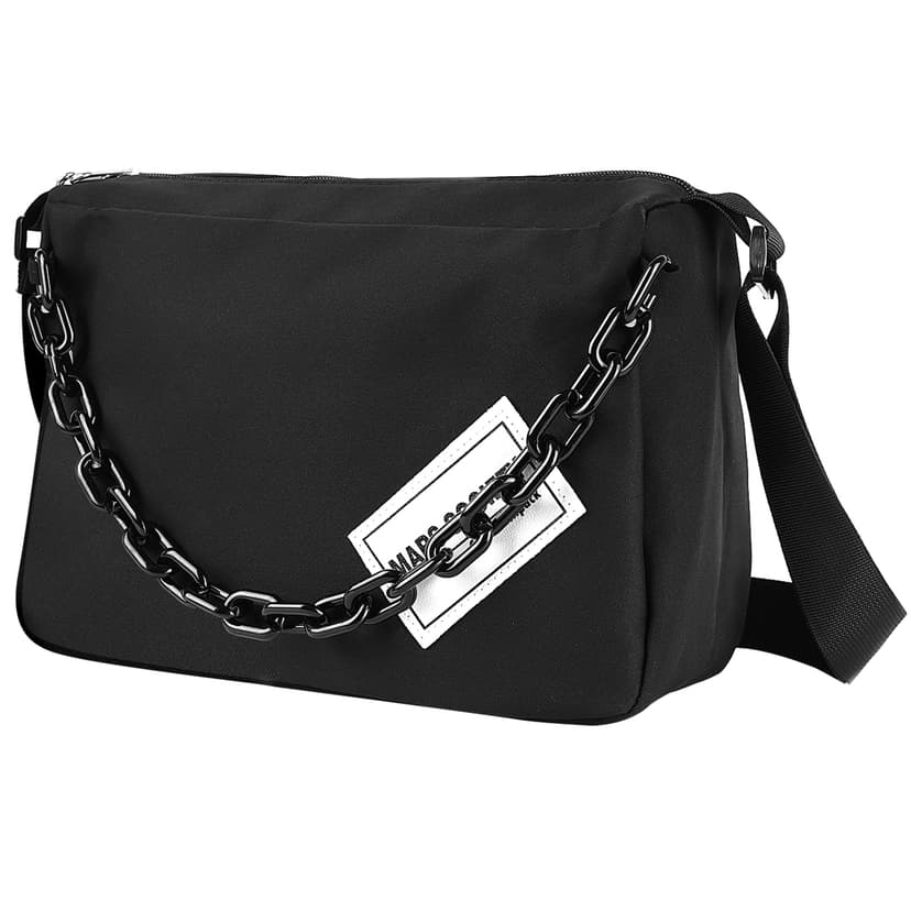 ReignSword Large Capacity Messenger Purse with Adjustable Strap, Nylon Crossbody Sling Shoulder Bag for Women Men, Black