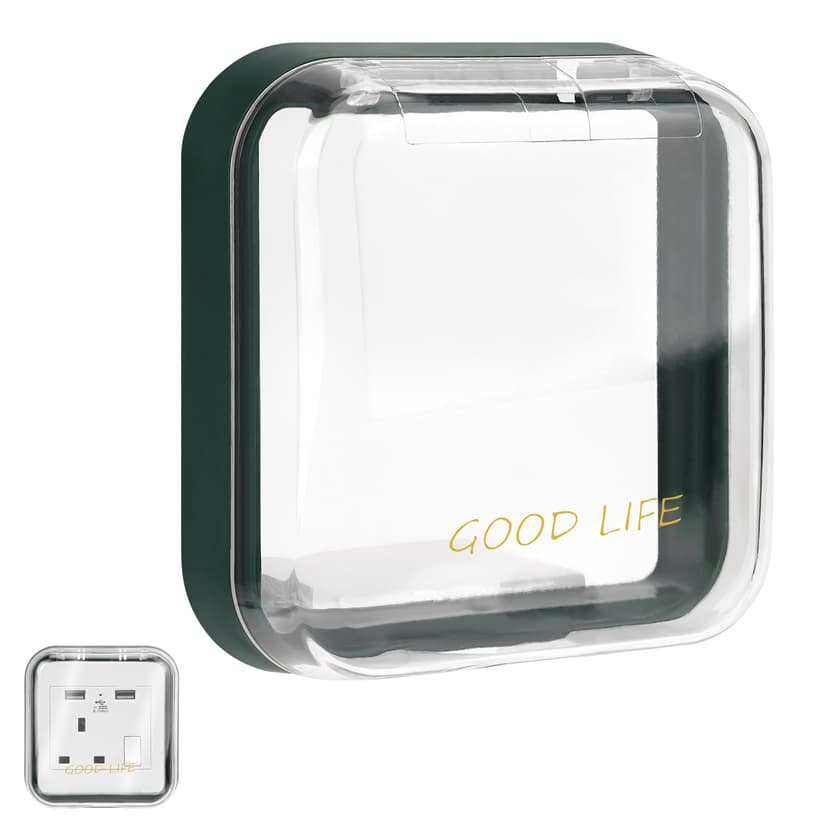 ReignSword Weatherproof Electrical Outlet Cover, Adhesive Outdoor Receptacle Cover, Dust-Proof Plug Cover, Receptacle Protector for Bathroom, Kitchen and Balcony (Green)