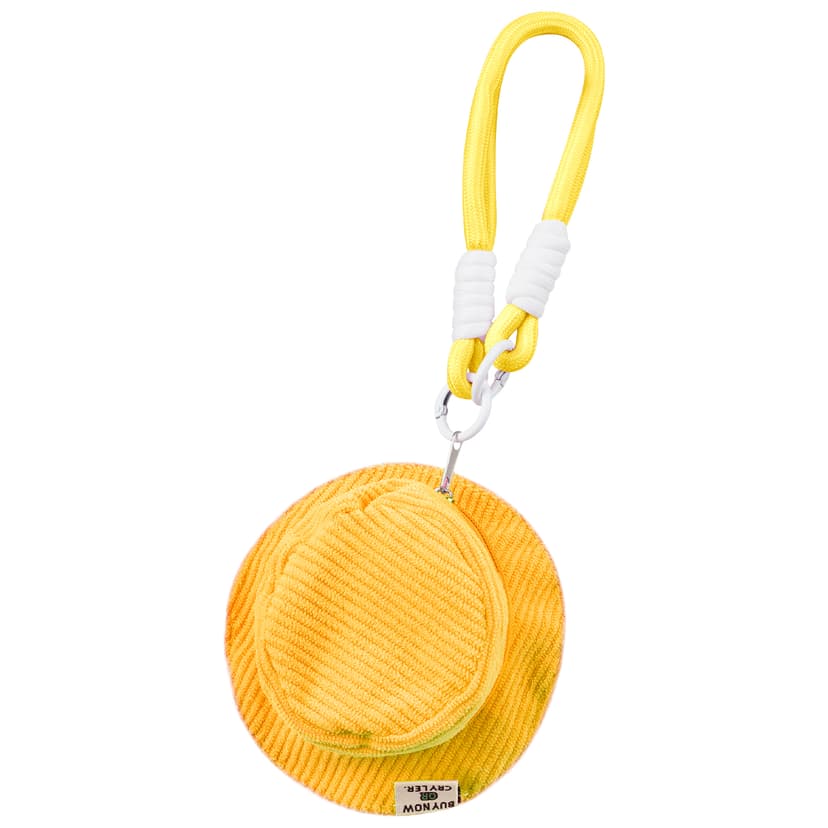 ReignSword Corduroy Coin Purse with KeyChain, Cute Fisherman Hat Keychain for Women, Portable Mini Wallet Suitable for Coin Headphones (Yellow)