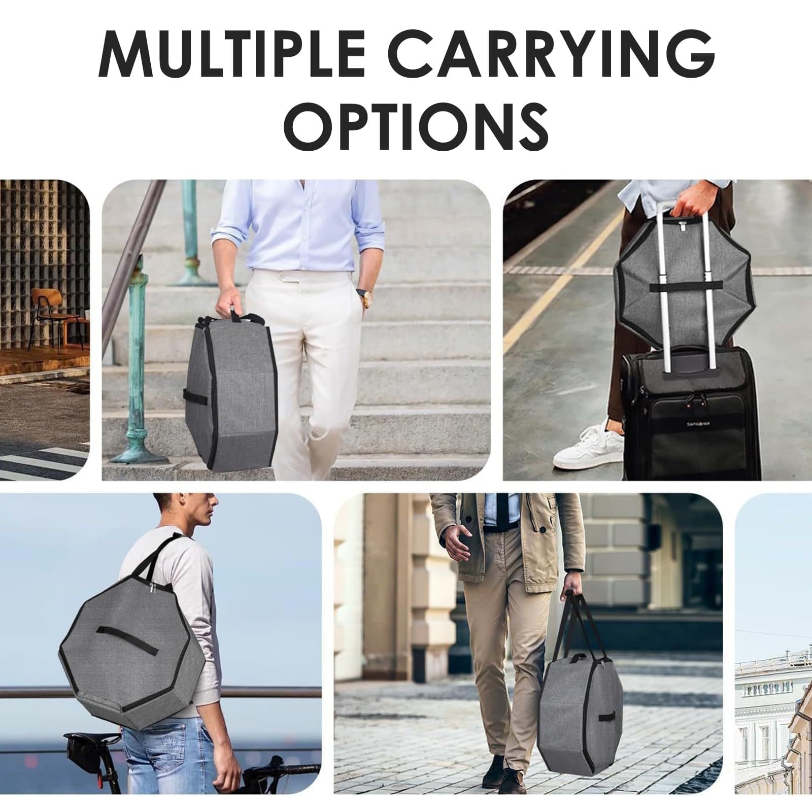 ReignSword Hat Box for Travel and Storage, Collapsible Large Hat Travel Case for Cowboy with Handles, Cowboy Cap Organizer with Door Hook for Women & Men (Grey) - 2