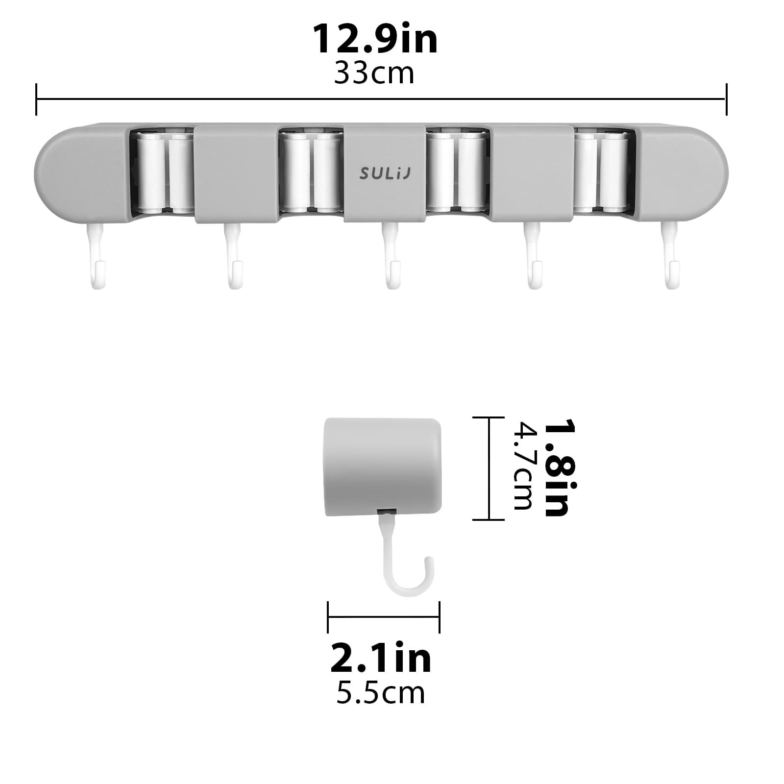 ReignSword Hair Straightener Holder Wall Mounted, Adhesive Curling Iron Holder for Bathroom, 4 Racks and 5 Hooks Hair Tool Organizer for Flat Irons, Curling Wands (Grey) - 1