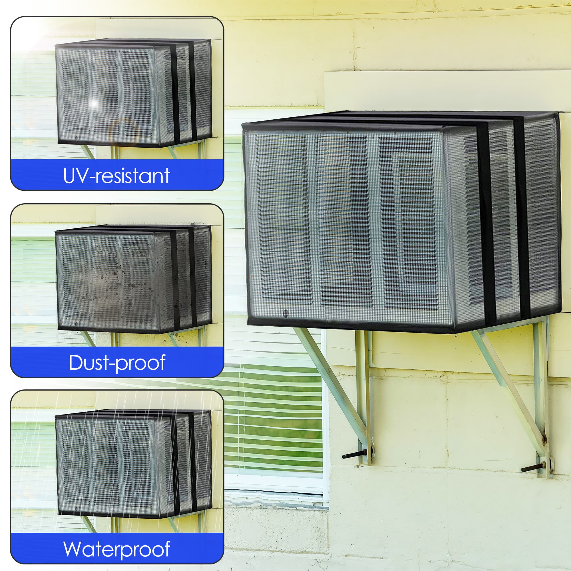 ReignSword Outside Mesh Window Air Conditioner Cover, Window Ac Unit Cover to Protect Against Leaves, Weeds and Debris (27.5''W x 18.9''D x 25.2''H) - 1