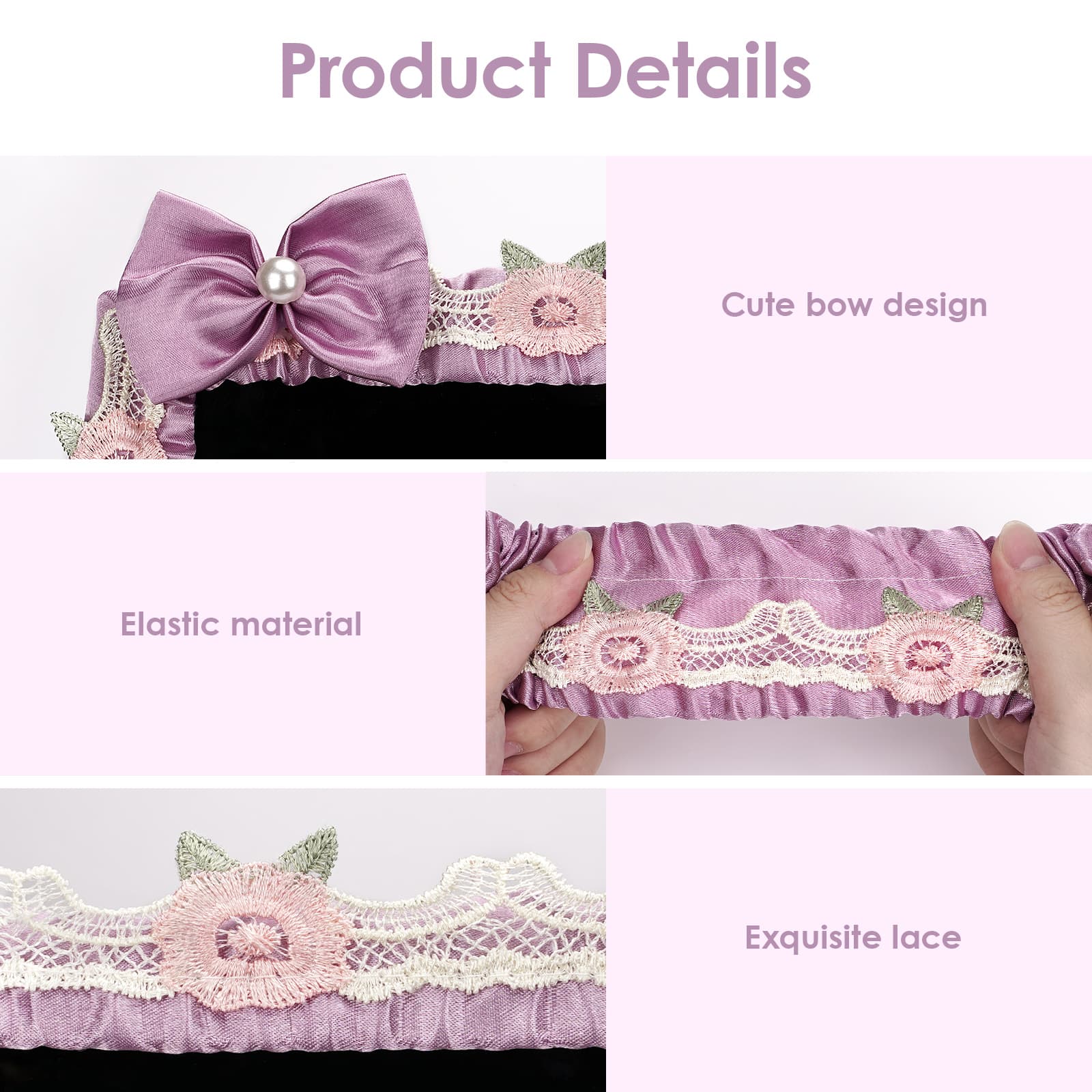ReignSword 2 Pcs 23''-26'' Cute Computer Monitor Cover with Bow Tie, Lovely Computer Accessories with Lace Design, Monitor Dust Cover Protector (Purple) - 2