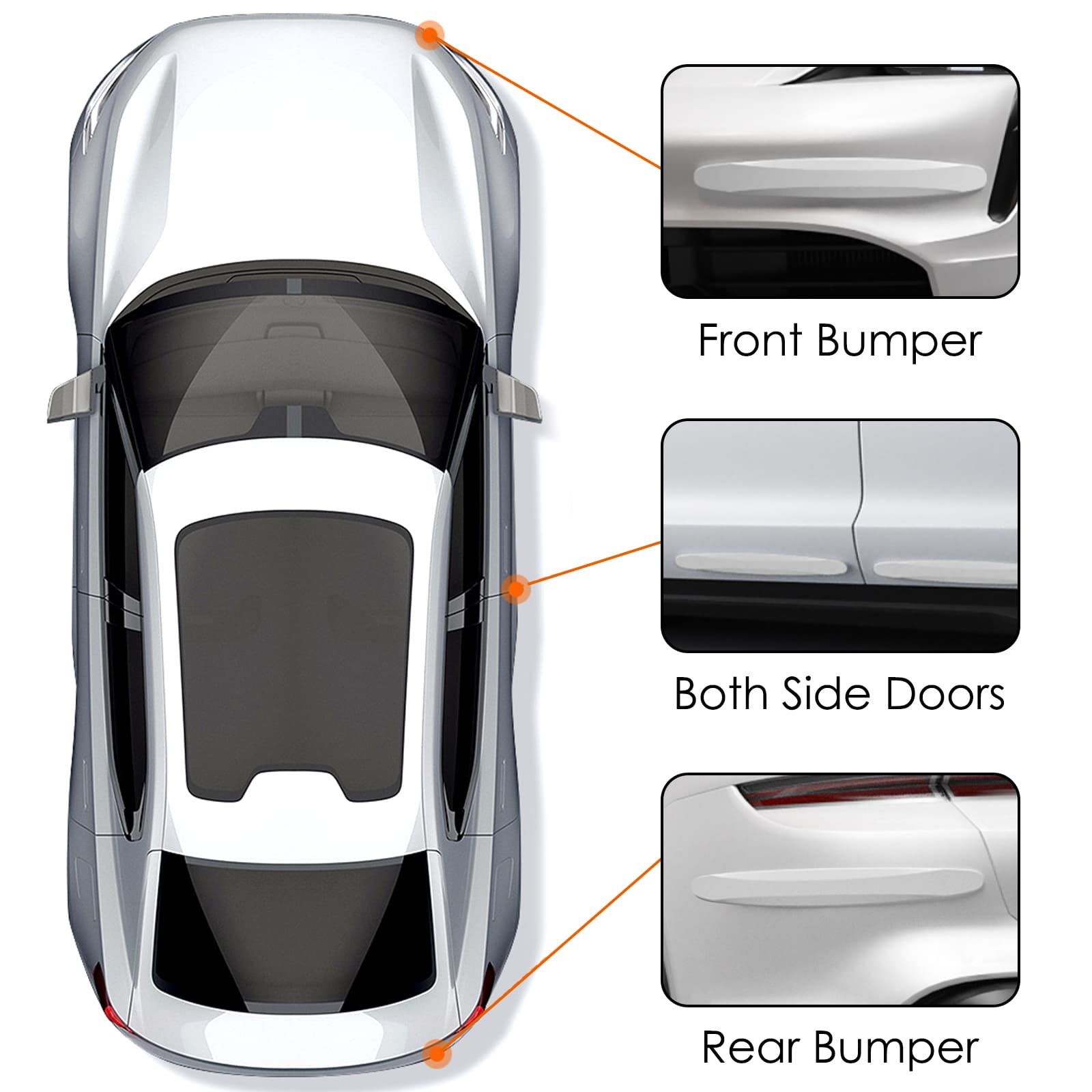 ReignSword 4 Pcs Car Corner Bumper Guard Strip, Anti-Scratch Protector Trim Strips, Universal for Cars SUV Pickup Truck (White) - 5