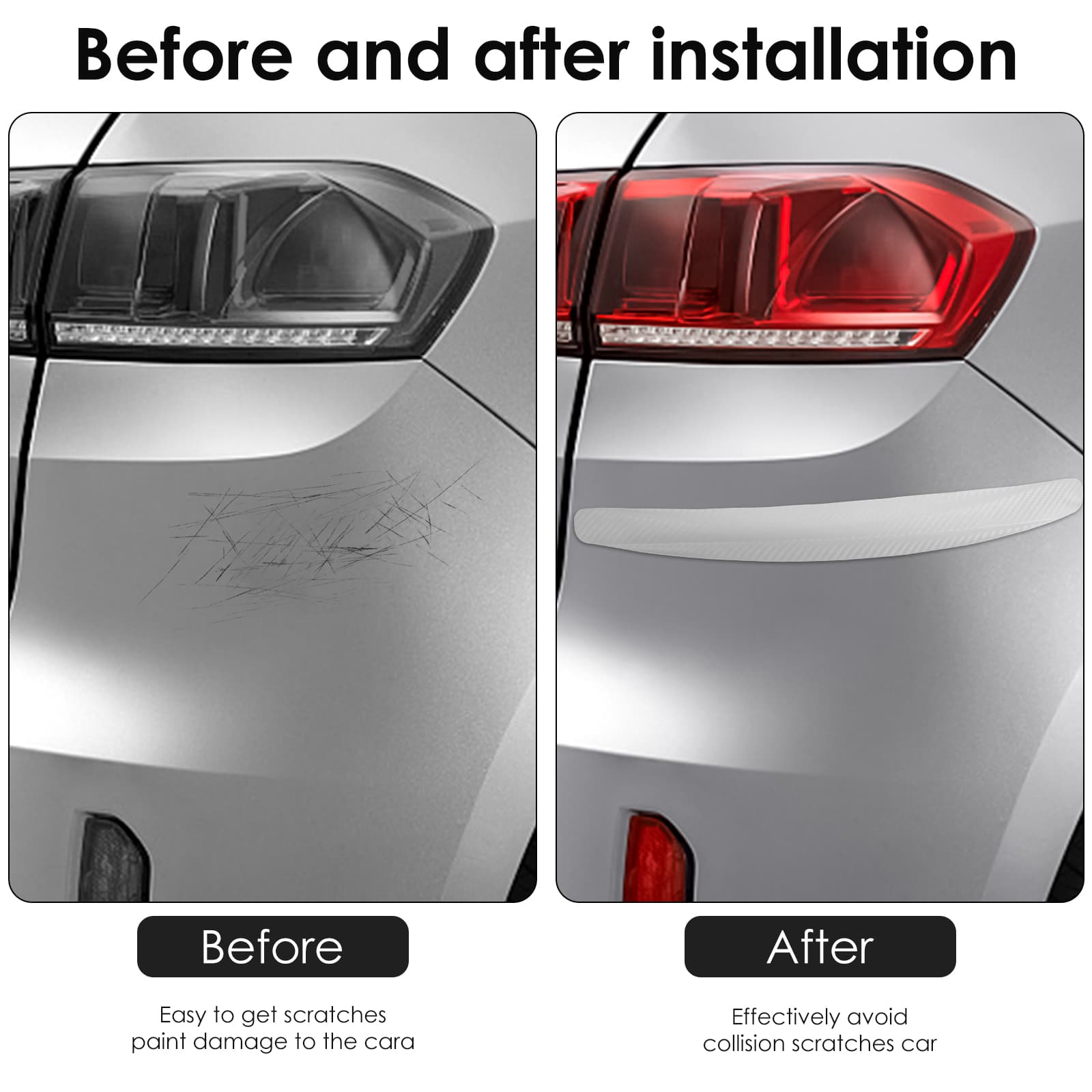 ReignSword 4 Pack White Bumper Guard Strip, Anti-Collision Patch Car Bumper Guard Strip, Universal Exterior Car Accessories - 4