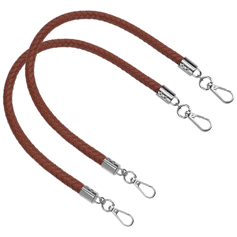 ReignSword Vegan Leather Purse Strap, 2 Pcs Vegan Leather Braided Purse Replacement Handle for Women's Shoulder Bag, Handbag Handles (Dark brown, Sliver Hook)