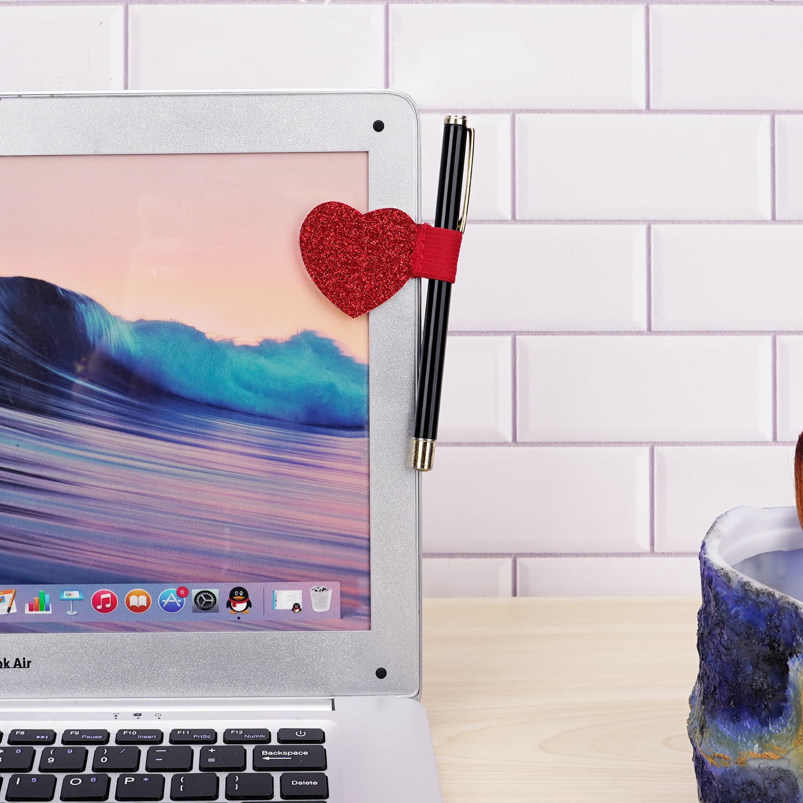 ReignSword Pen Loop Holder Set, 6 Pieces Self-Adhesive Pencil Holder Elastic Design for Notebooks, Elastic Loop Love Pen Holder (Red, Blue, Pink) - 5