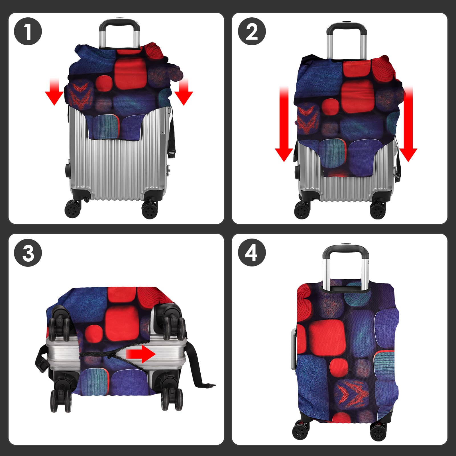 ReignSword Travel Luggage Cover Suitcase Protector Fit 22-24 Inch Luggage, Washable Luggage Covers for Suitcase Tsa Approved (H943, M) - 4
