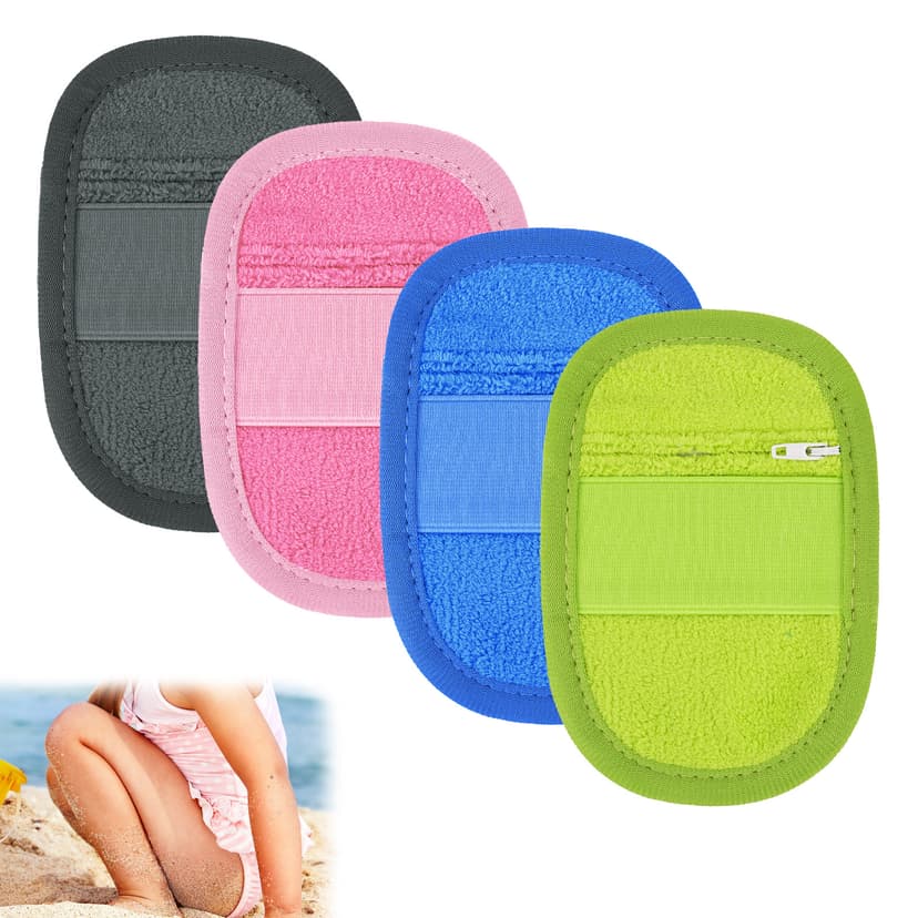 ReignSword 4 Pack Kids Sand Remover for Beach, Soft Sand Removal Bags Vacation Essentials, Skin Friendly Sand Cleaner Mitt for Outdoor