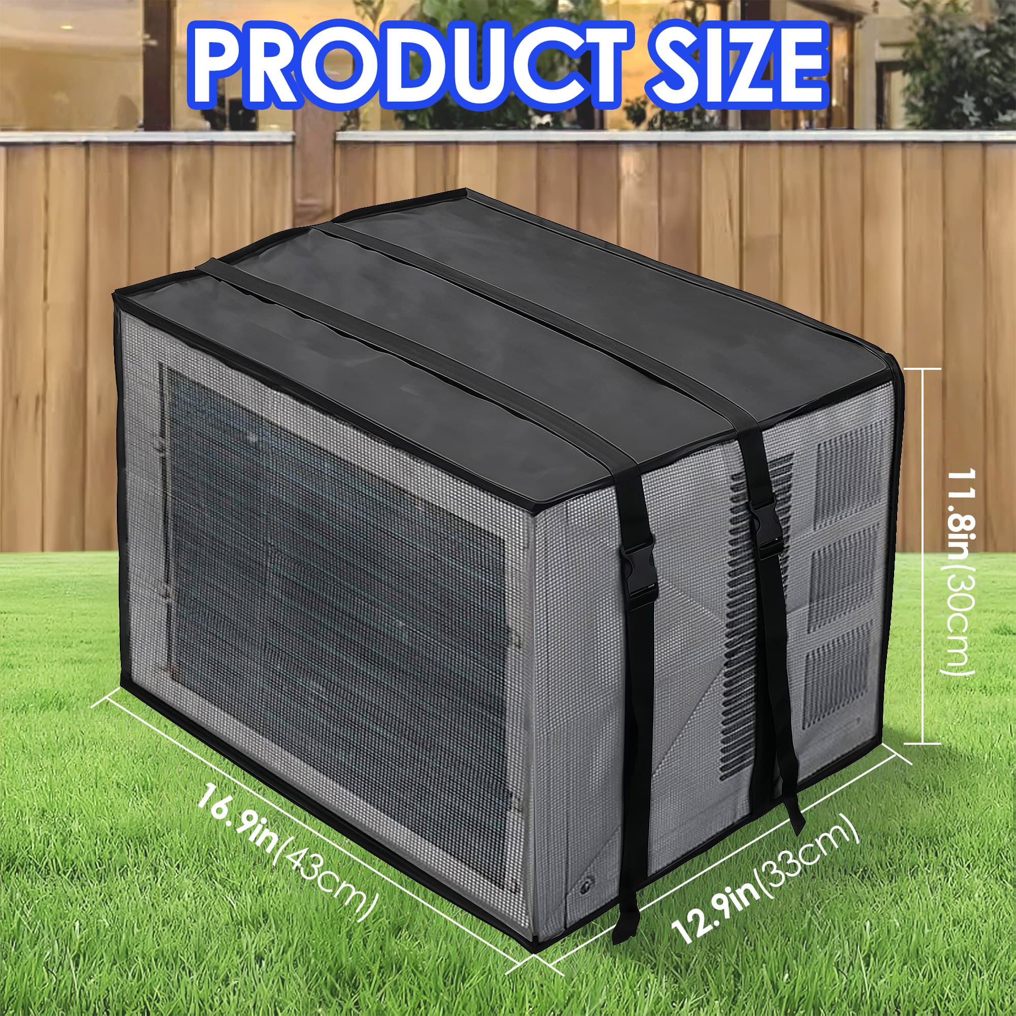 ReignSword Outside Mesh Window Air Conditioner Cover, Window Ac Unit Cover to Protect Against Leaves, Weeds and Debris (16.9''W x 12.9''D x 11.8''H) - 3