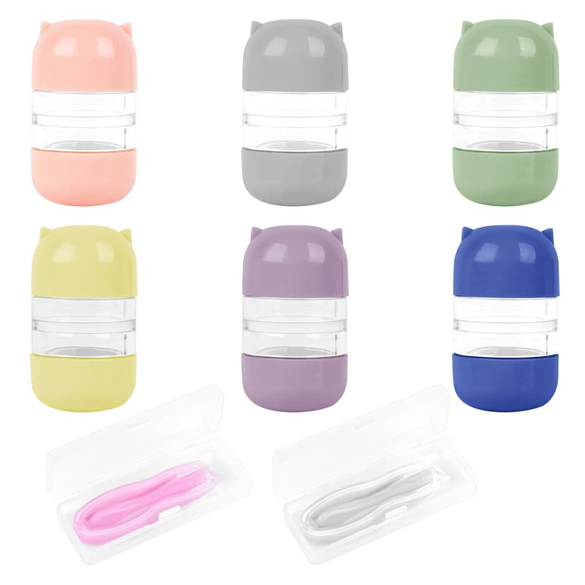 ReignSword 6 Pack Contacts Case Cleaner Machines with 2 Applicator & Removal Tool, Cute Colorful Contact Lens Cases Set, Portable Eye Contact Travel Soak Storage Cases
