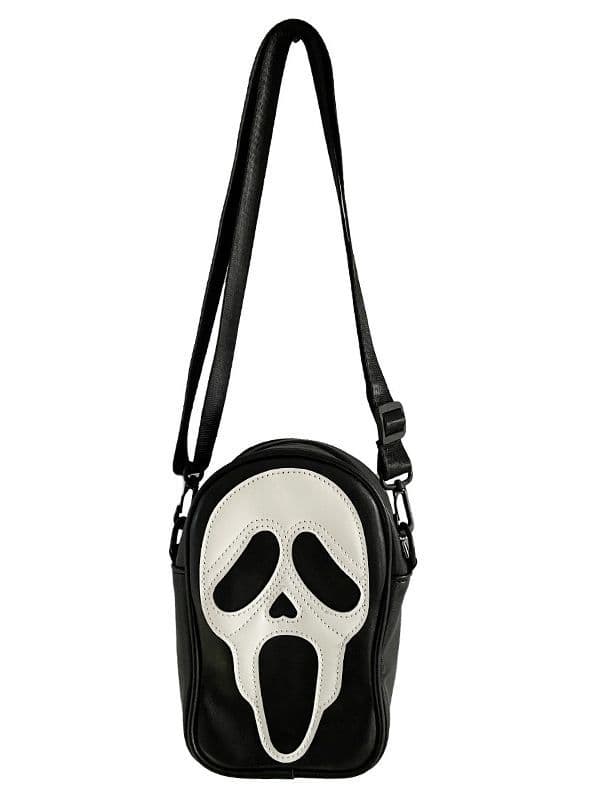 ReignSword Halloween Skull Face Messenger Bag, Vegan Leather Crossbody Bag, Novelty Ghost Purse Shoulder Bag (Black) - 5