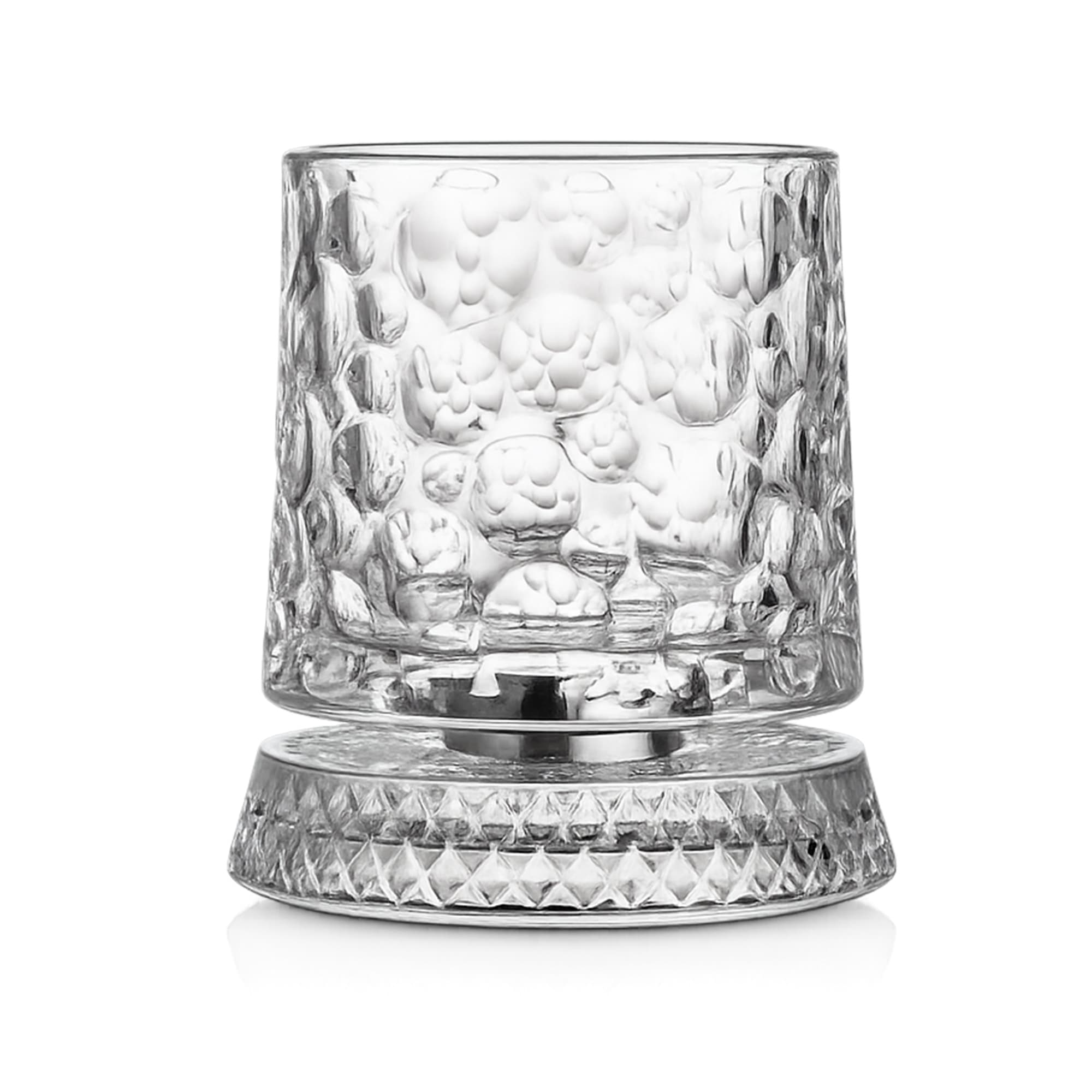 ReignSword Rotating Crystal Whiskey Glass Set, 9oz Spinning Old Fashioned Tumbler with Engraved Design, Stress Relief Cocktail Cup for Men Home Bar (Bubble) - 1