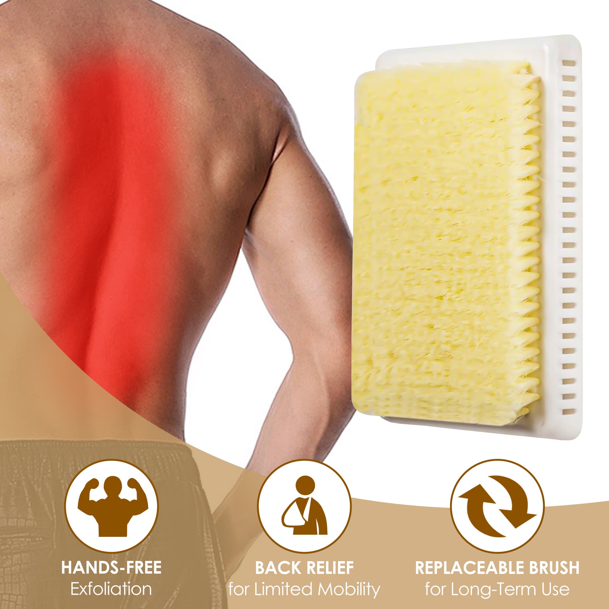 ReignSword Wall Mounted Back Scrubber for Shower, Hands-Free Exfoliating Bath Brush with Dense Bristles, Large Body Scrubber for Men Women - 4