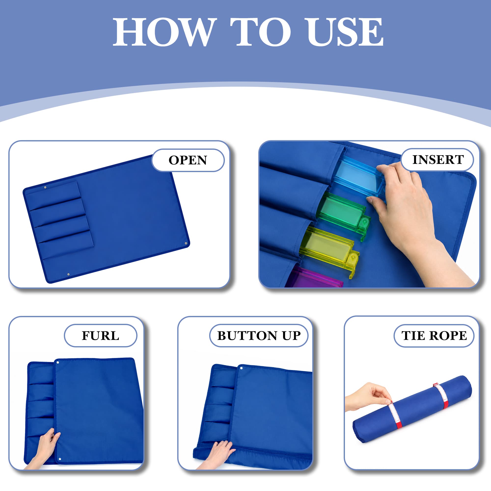 ReignSword Roll-Up Mahjong Rack Bag, Portable Oxford Cloth Organizer for Mahjong Racks, Pushers & Accessories, Family Night Travel Case (Dark Blue, 39 x 21 Inch) - 4
