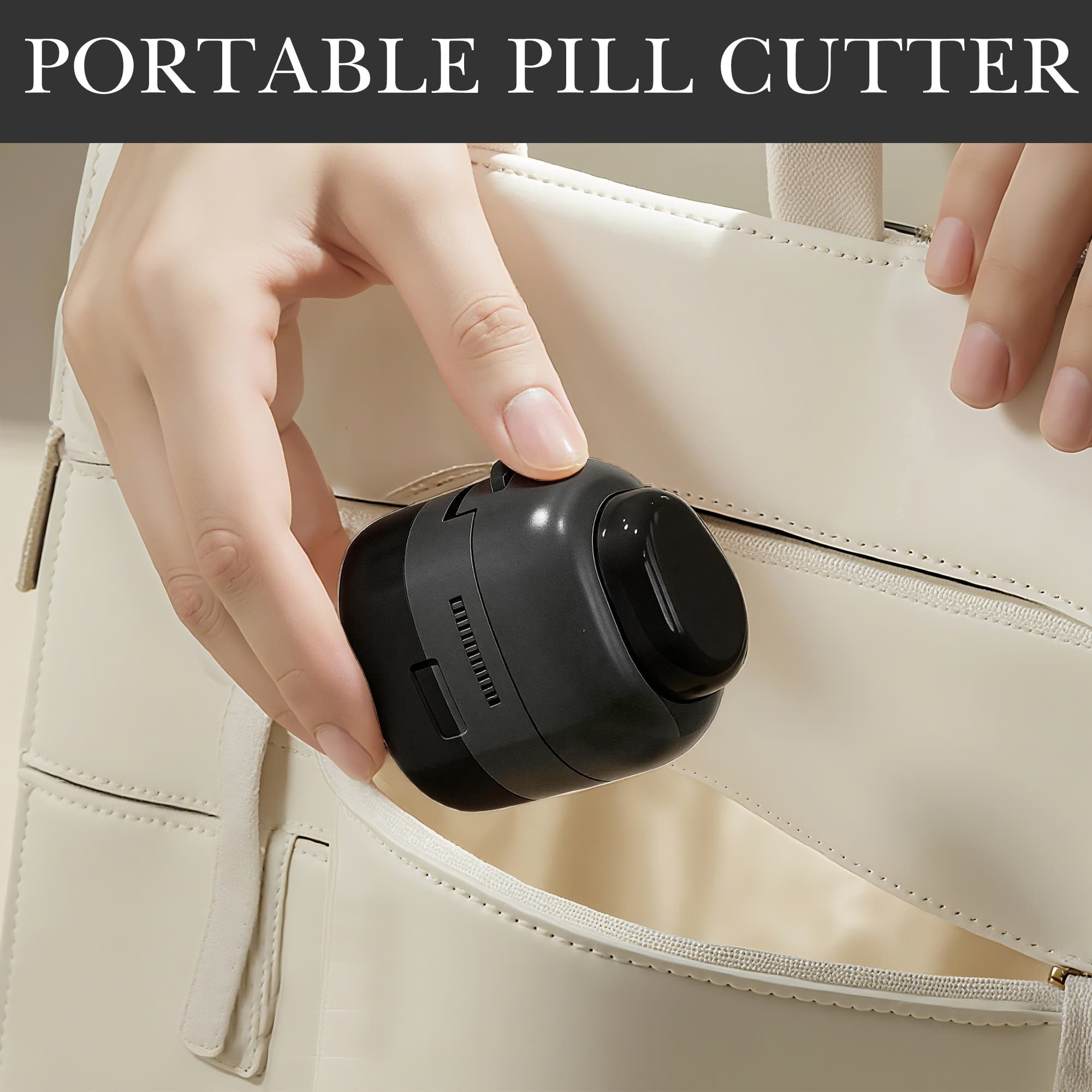 ReignSword 2-in-1 Pill Cutter with Medicine Box, 1/2 1/4 Adjustable Pill Crusher for Small, Large, and Tiny Pills, Travel Medicine Pills Splitter for Elderly & Pet (Black) - 4