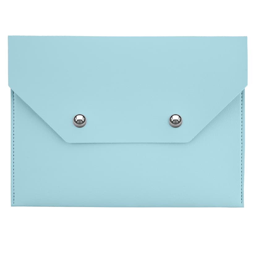 ReignSword Mahjong Card Holder, Vegan Leather Envelope Style Storage Bag, Portable Magnetic Snap Card Organizer, Travel Pouch for Mahjong Accessories (Sky Blue, 8 x 5.8 Inch)