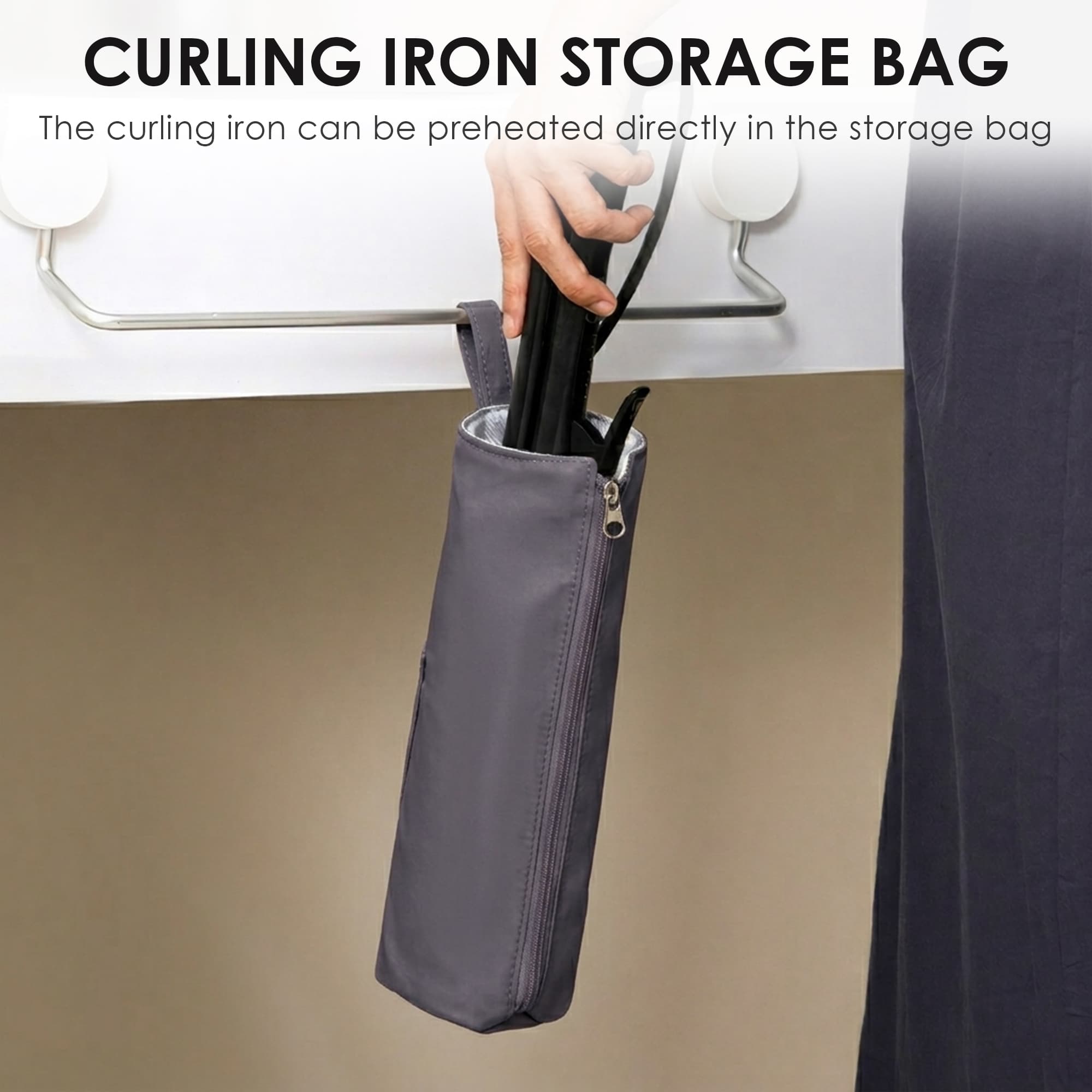 ReignSword Hair Tools Travel Bag, Heat Resistant Hot Iron Holder, Portable Hot Iron Mat for Curling Iron, Flat Iron, Hair Straightener (Gray) - 4