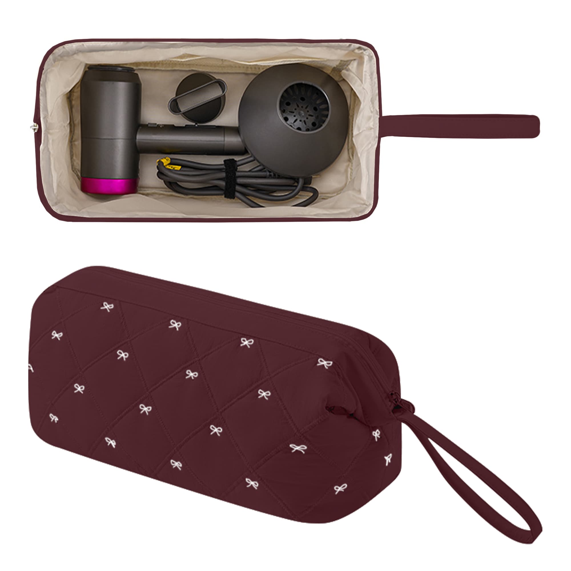 ReignSword Hair Tools Travel Bag Compatible with Shark FlexStyle, Dyson Airwrap, Revlon Hairdryer Case, Hair Styling Accessories Storage Waterproof Organizer (Angolan Red) - 2