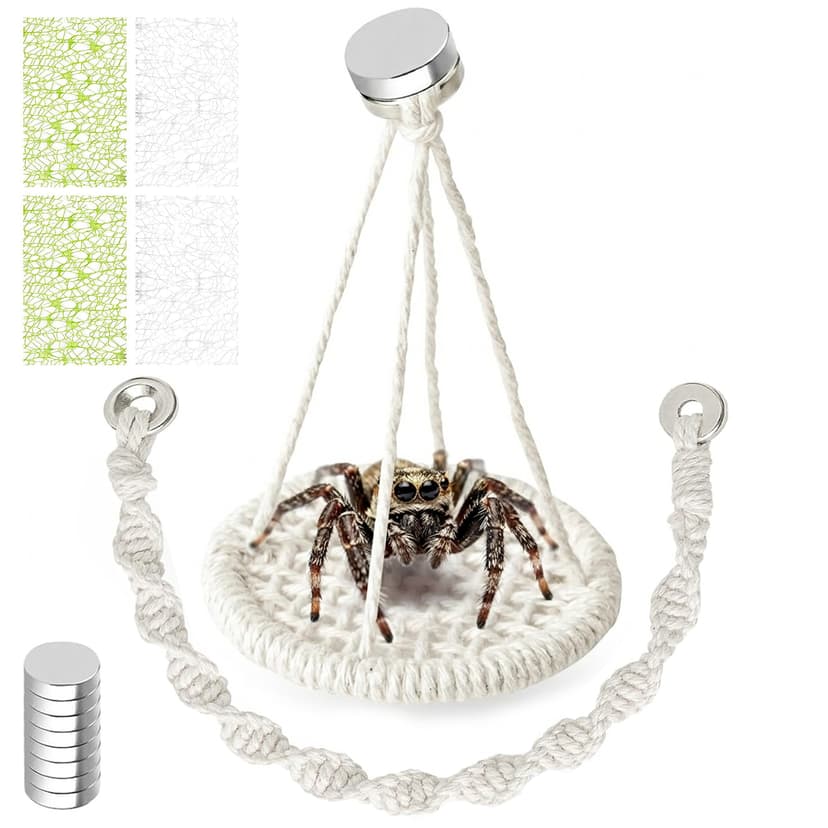 ReignSword 6 Pack Magnetic Jumping Spider Rope Bridge Set, Soft Cotton Rope Spider Climbing Bridge for Enclosure Habitat, Jumping Spider Tank Accessories for Molting Perch & Terrarium Decor