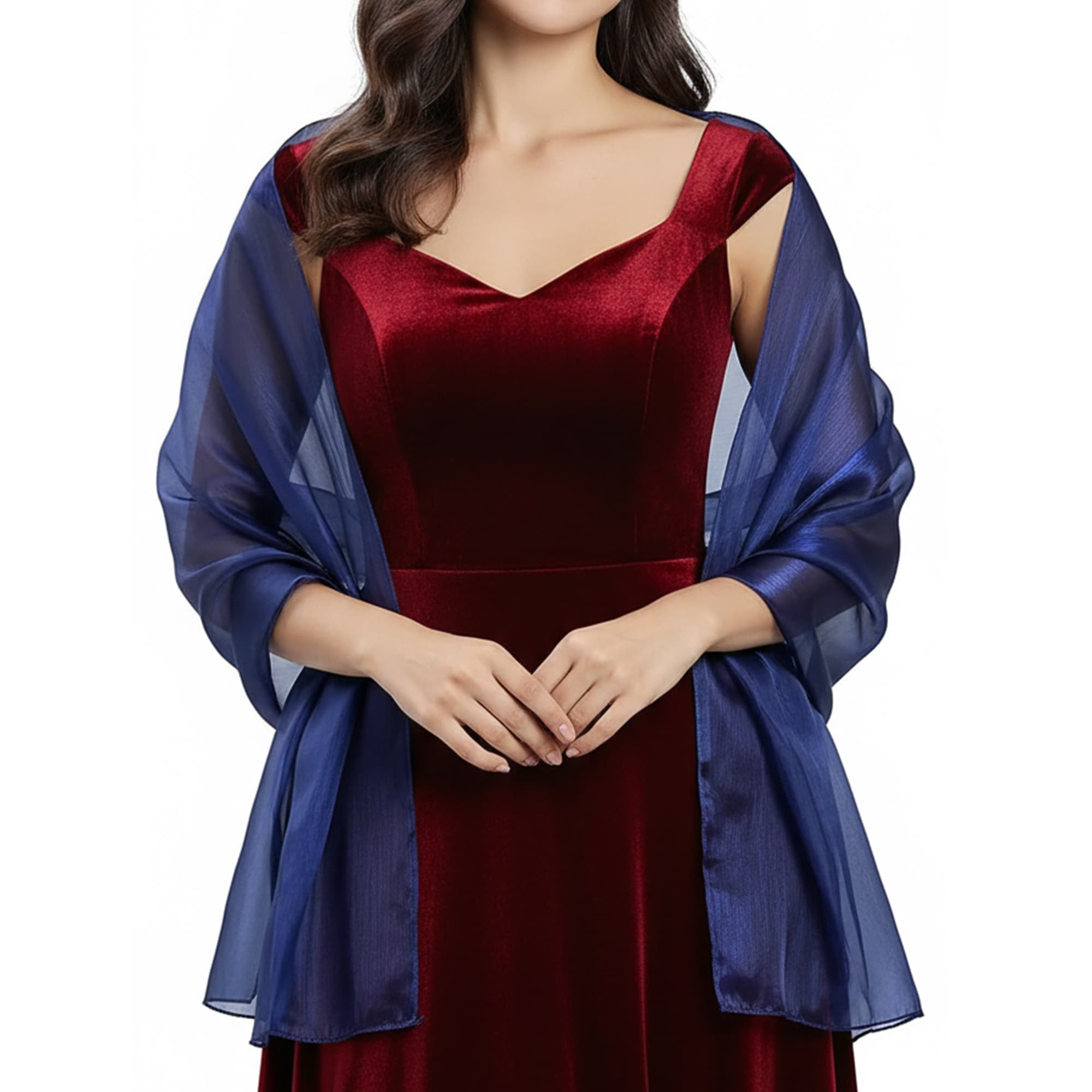 ReignSword Elegant Shawls and Wraps for Evening Dresses, Soft Party Long Scarf, Dressy Shawls for Bridal Weddings (Blue) - 5