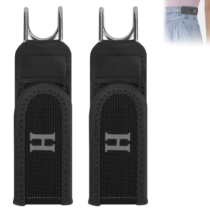 ReignSword 2 Pcs No Buckle Elastic Stretch Belt, Adjustable No Buckle Belts for Men and Women,  Invisible Buckleless Belts without Buttons for Jeans (Black)