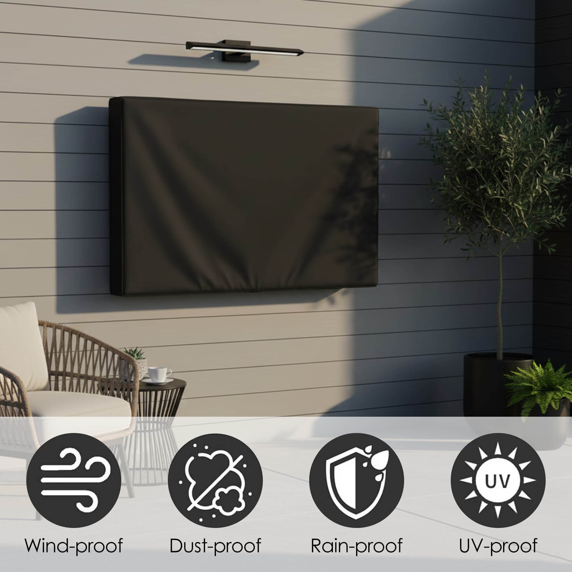 ReignSword Outdoor TV Cover 65-70 Inch, Weatherproof 600D TV Screen Protector with Remote Control Pocket, Outside Television Cover Compatible with LED, LCD, OLED TVs - 3
