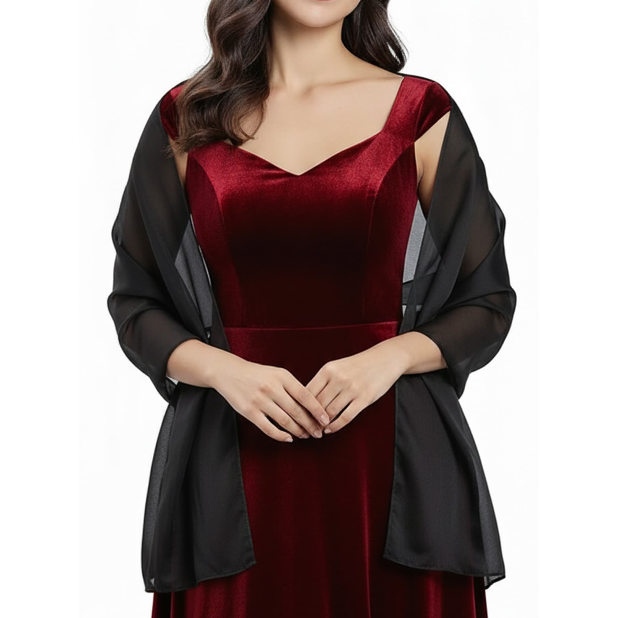 ReignSword Elegant Shawls and Wraps for Evening Dresses, Soft Party Long Scarf, Dressy Shawls for Bridal Weddings (Black) - 5