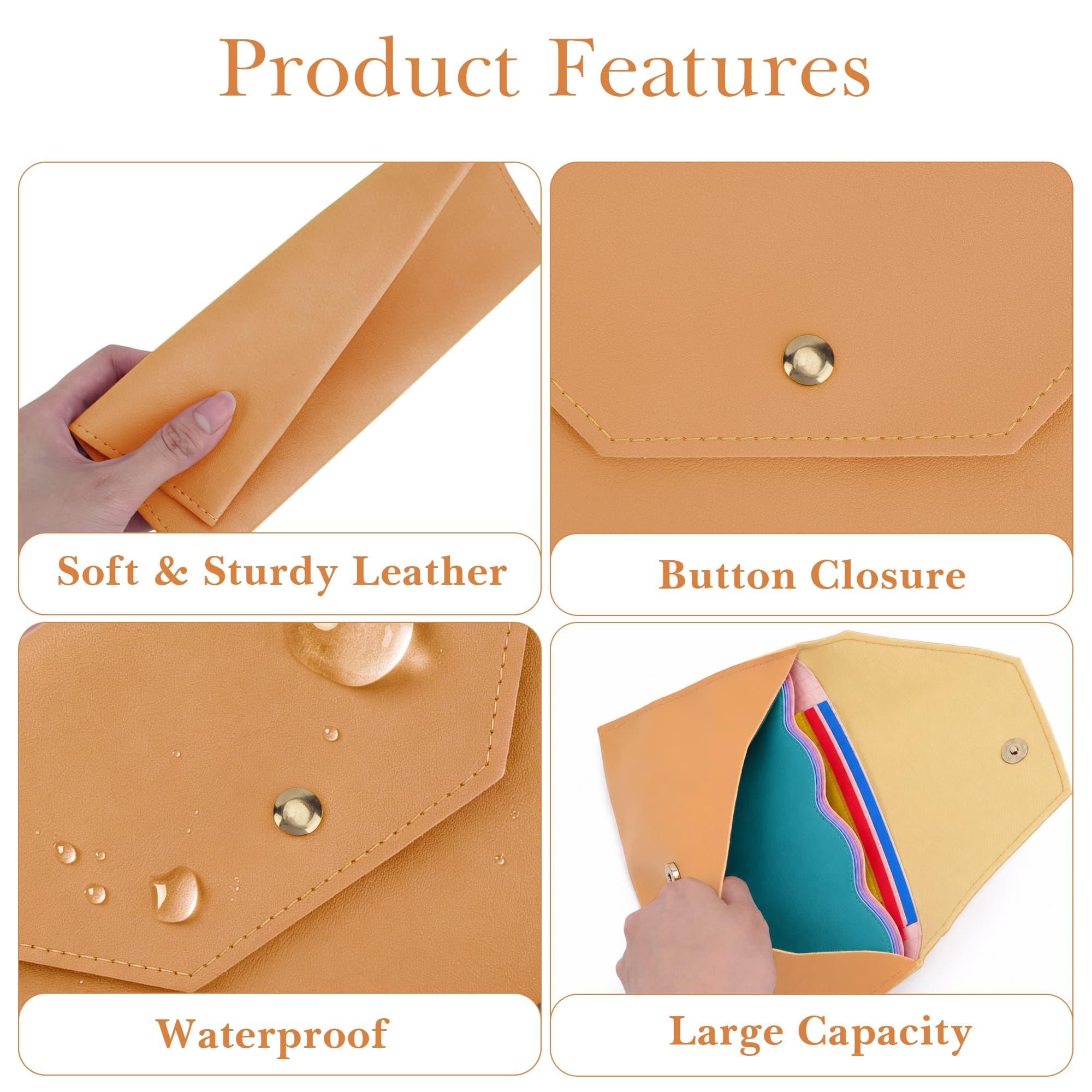ReignSword Mahjong Card Holder, PU Vegan Leather 2026 Mahjong Storage Bag, Snap Button Standard Hands Rules Card Organizer, 8.66 x 5.71 Inch, Yellow - 5